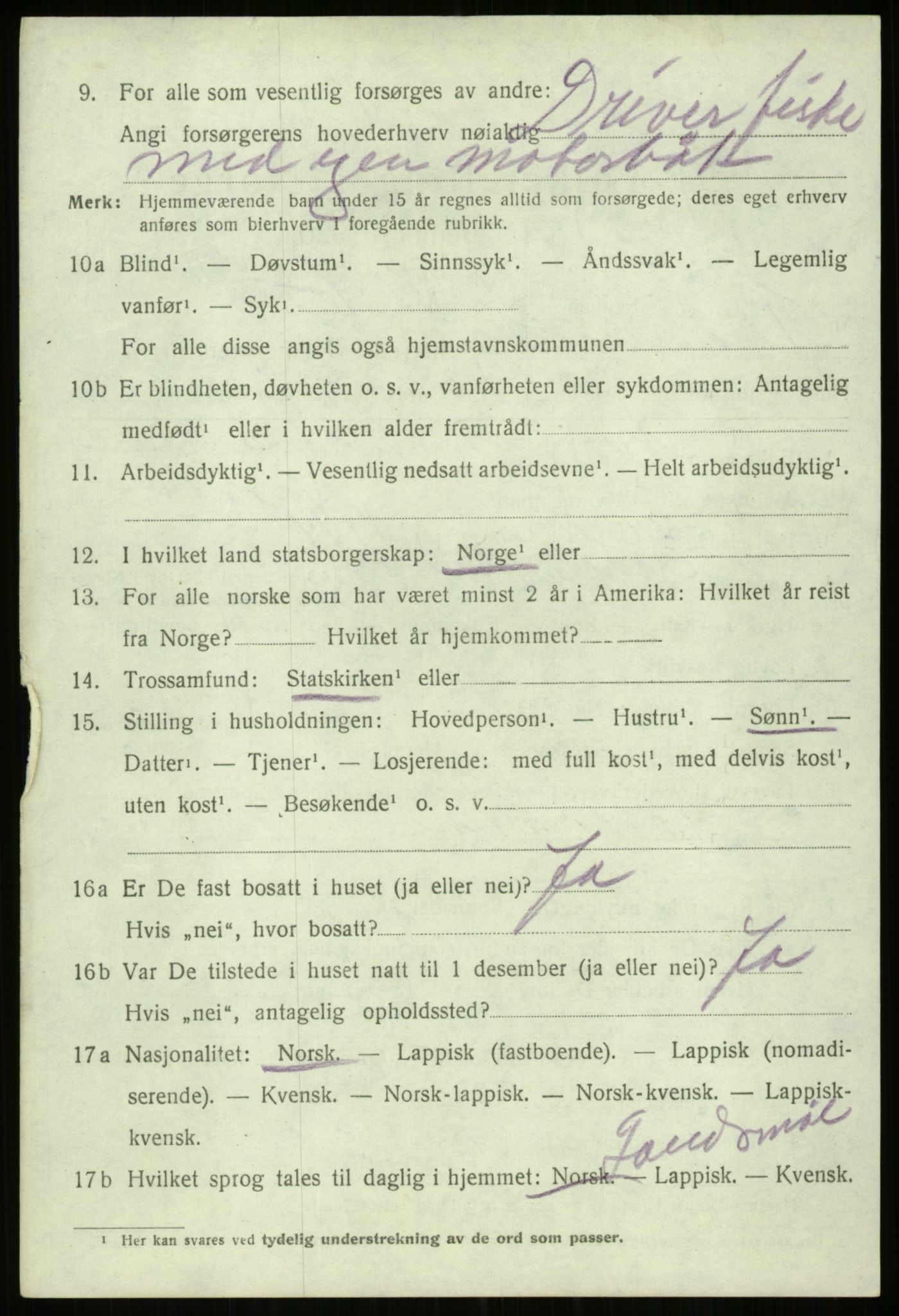 SATØ, 1920 census for Trondenes, 1920, p. 21912