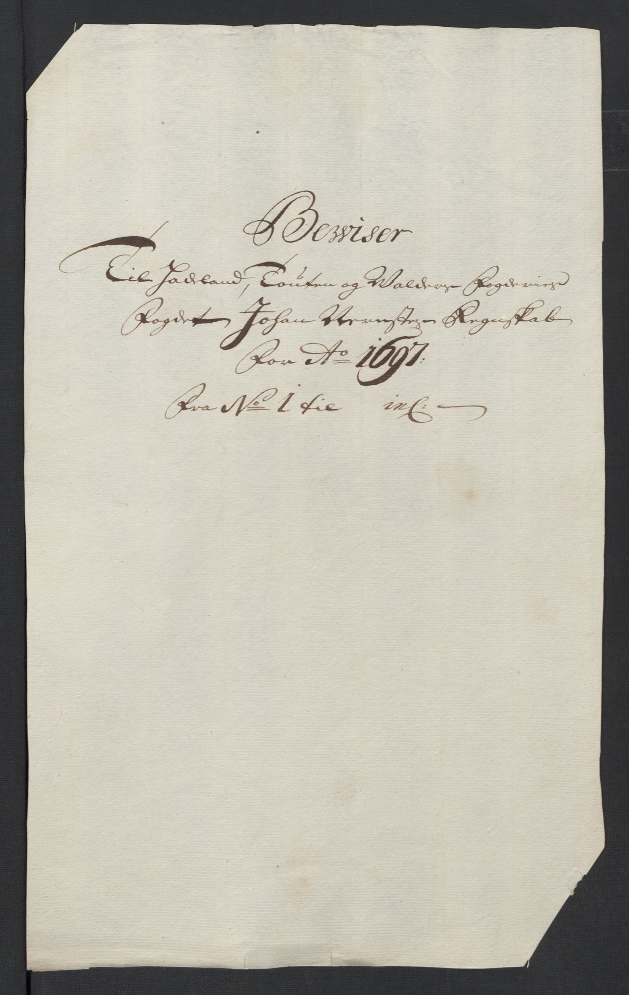 Rentekammeret inntil 1814, Reviderte regnskaper, Fogderegnskap, AV/RA-EA-4092/R18/L1295: Fogderegnskap Hadeland, Toten og Valdres, 1697, p. 16