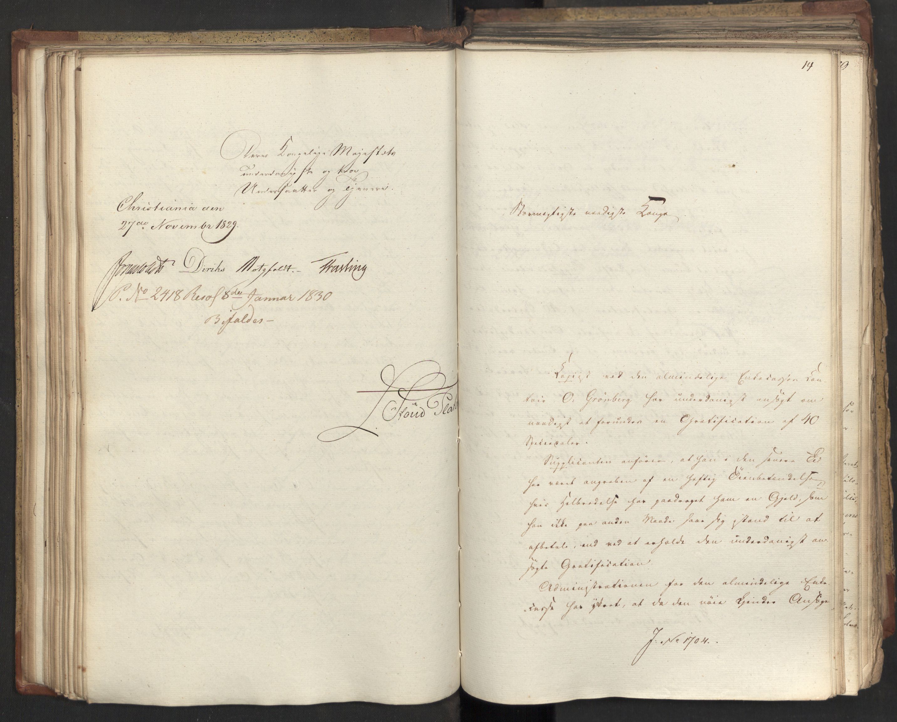 Statsrådsavdelingen i Stockholm, AV/RA-S-1003/D/Da/L0062: Regjeringsinnstillinger nr. 1667-1787, 1829, p. 104