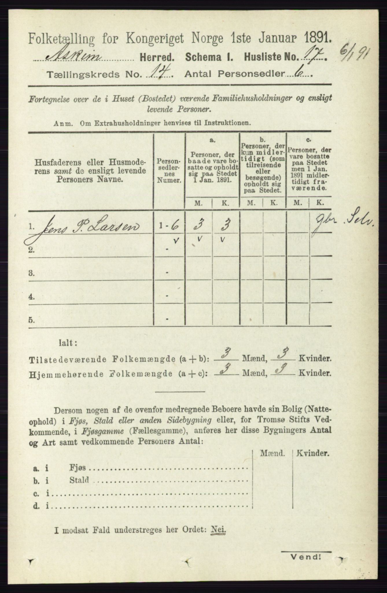 RA, 1891 census for 0124 Askim, 1891, p. 2232