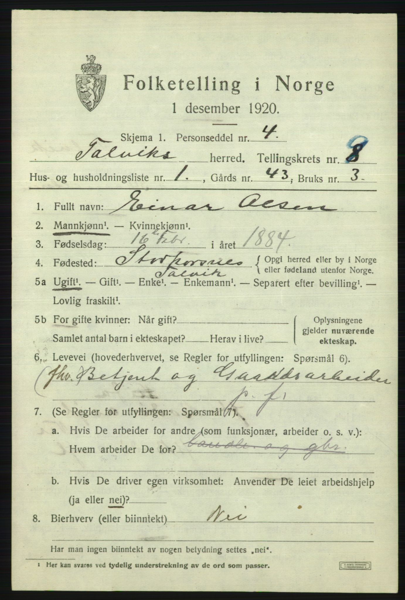 SATØ, 1920 census for Talvik, 1920, p. 5540