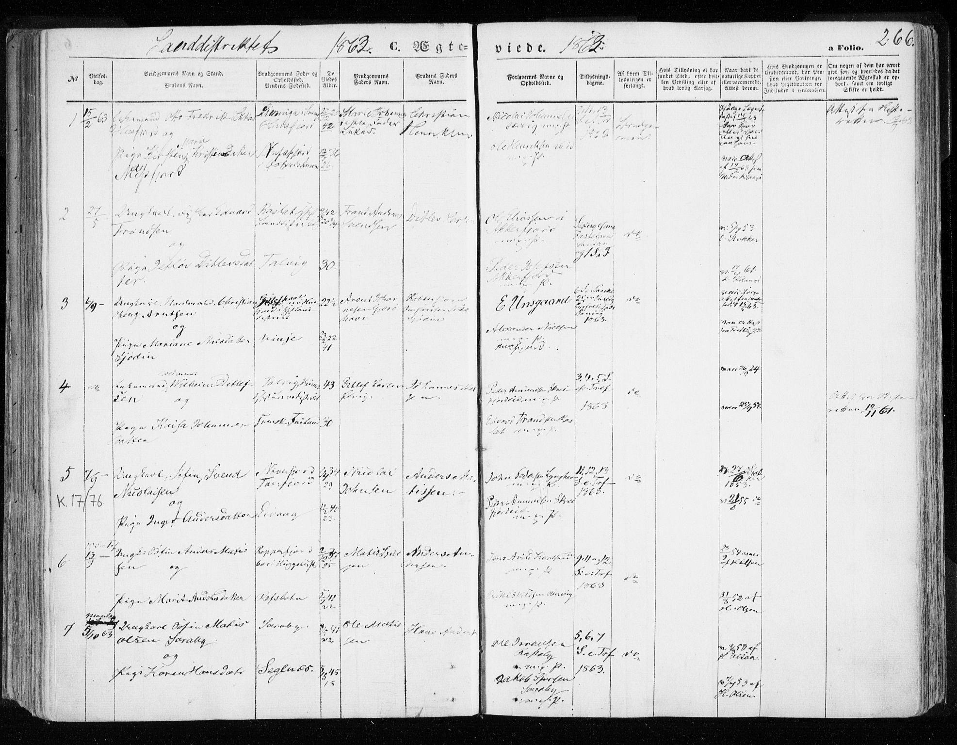 Hammerfest sokneprestkontor, AV/SATØ-S-1347/H/Ha/L0005.kirke: Parish register (official) no. 5, 1857-1869, p. 266