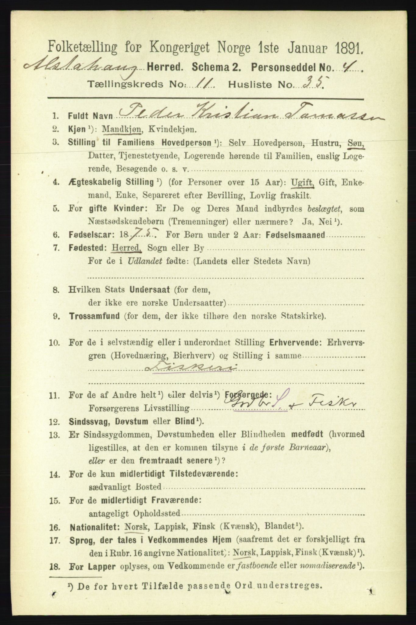 RA, 1891 census for 1820 Alstahaug, 1891, p. 4107