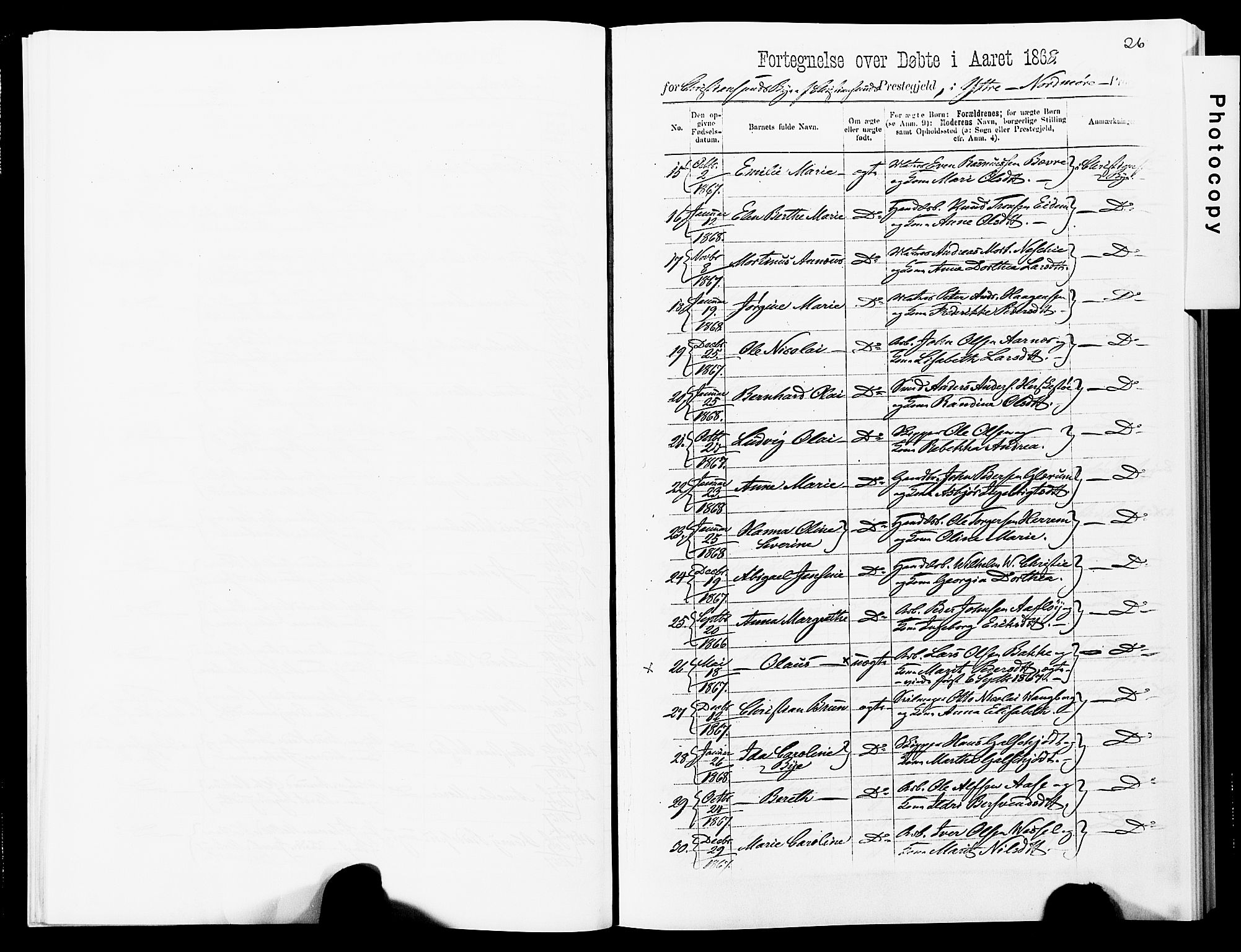 Ministerialprotokoller, klokkerbøker og fødselsregistre - Møre og Romsdal, SAT/A-1454/572/L0857: Parish register (official) no. 572D01, 1866-1872, p. 26