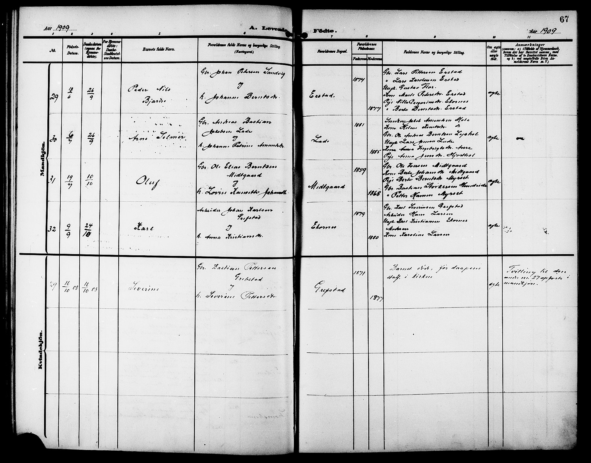 Ministerialprotokoller, klokkerbøker og fødselsregistre - Møre og Romsdal, SAT/A-1454/523/L0341: Parish register (copy) no. 523C04, 1903-1916, p. 67