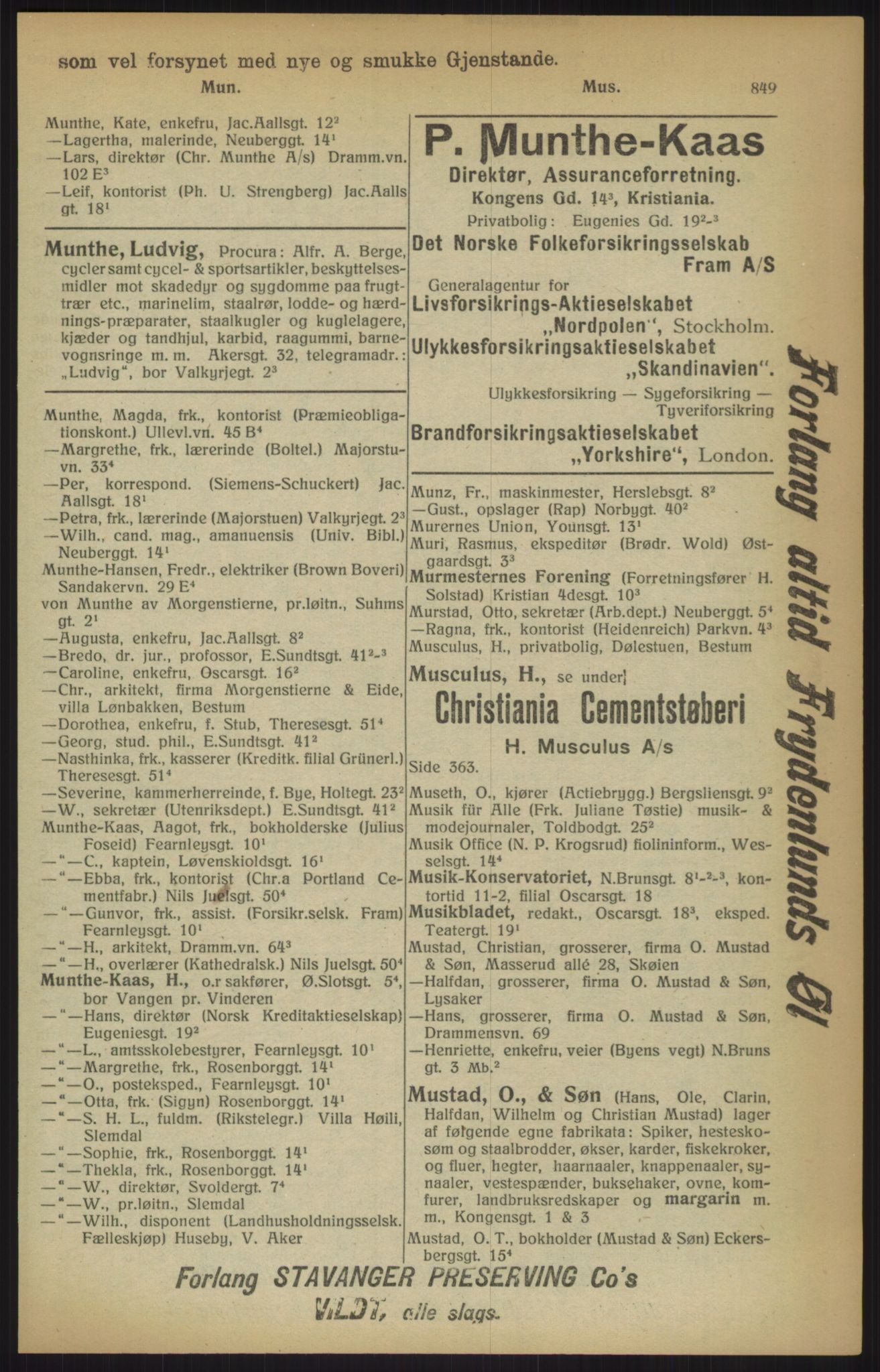 Kristiania/Oslo adressebok, PUBL/-, 1915, p. 849
