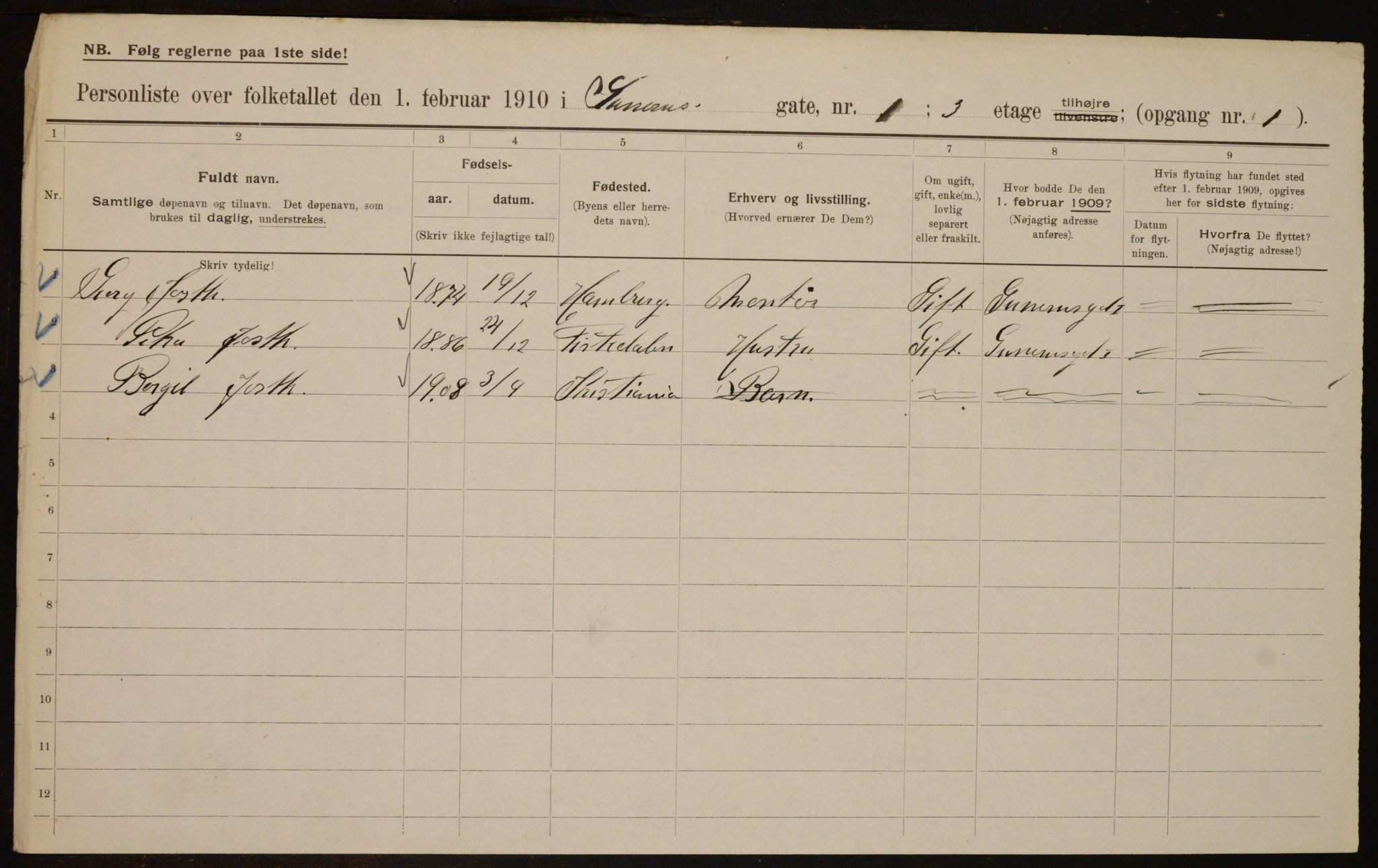 OBA, Municipal Census 1910 for Kristiania, 1910, p. 4991