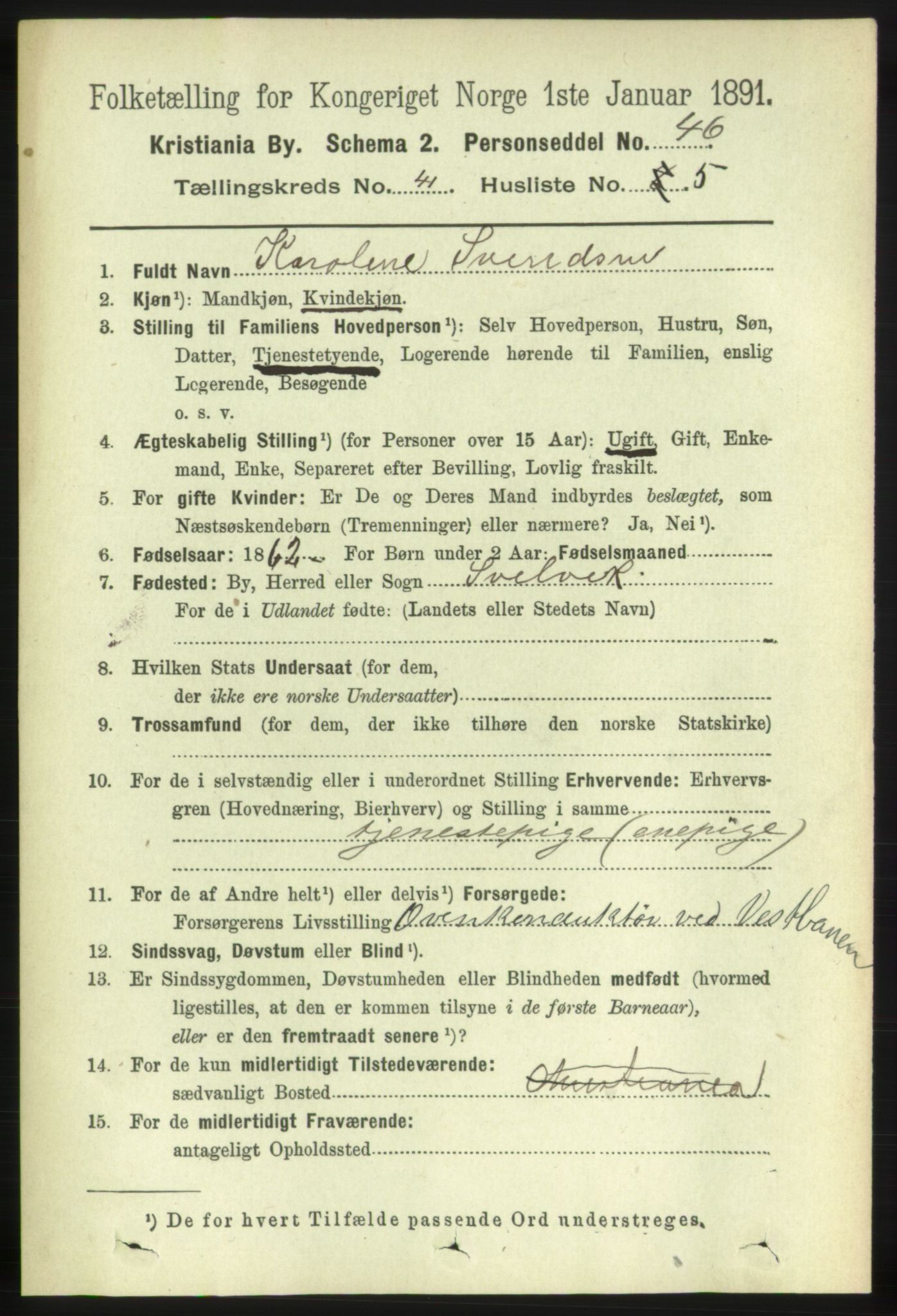 RA, 1891 census for 0301 Kristiania, 1891, p. 24123