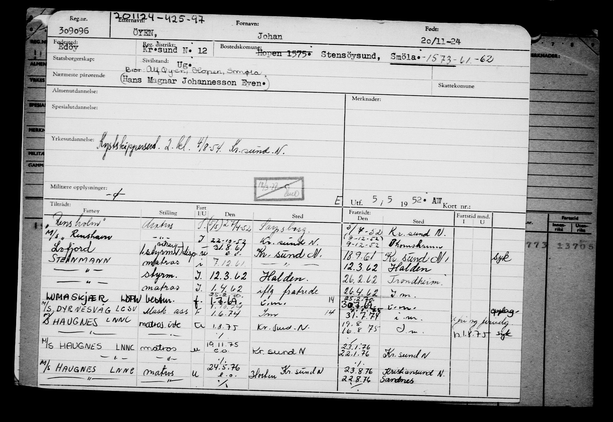 Direktoratet for sjømenn, AV/RA-S-3545/G/Gb/L0238: Hovedkort, 1924, p. 240