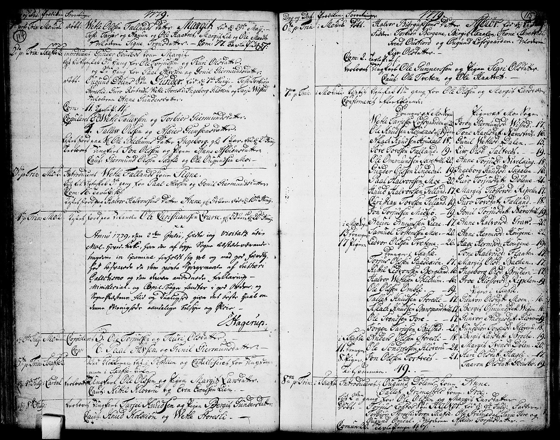 Mo kirkebøker, SAKO/A-286/F/Fa/L0002: Parish register (official) no. I 2, 1766-1799, p. 114-115
