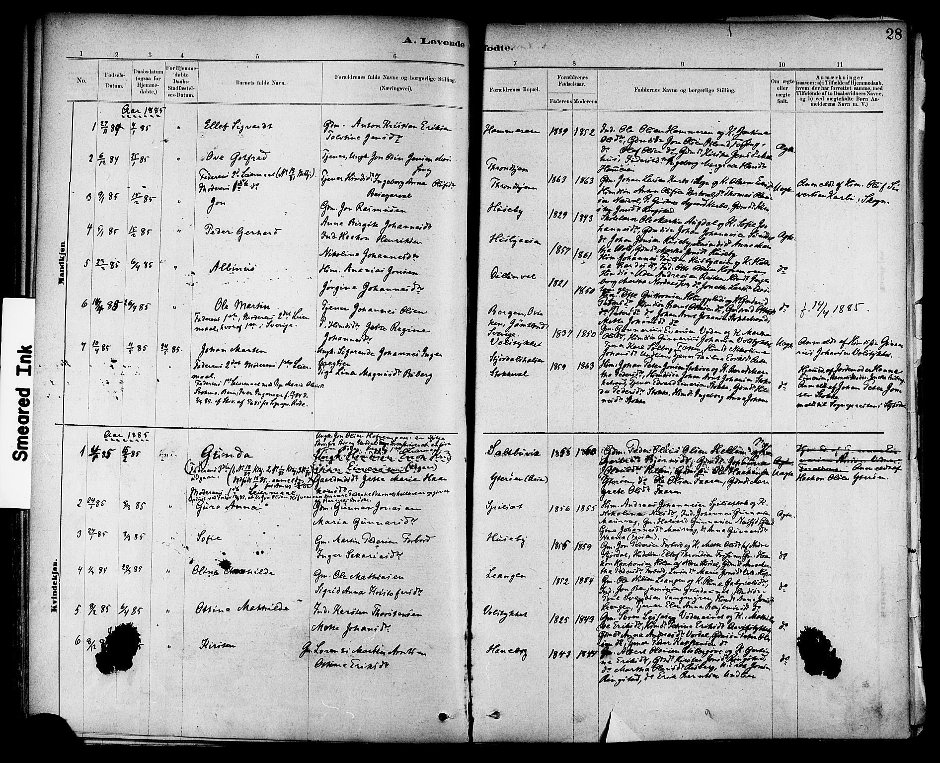 Ministerialprotokoller, klokkerbøker og fødselsregistre - Nord-Trøndelag, SAT/A-1458/714/L0130: Parish register (official) no. 714A01, 1878-1895, p. 28