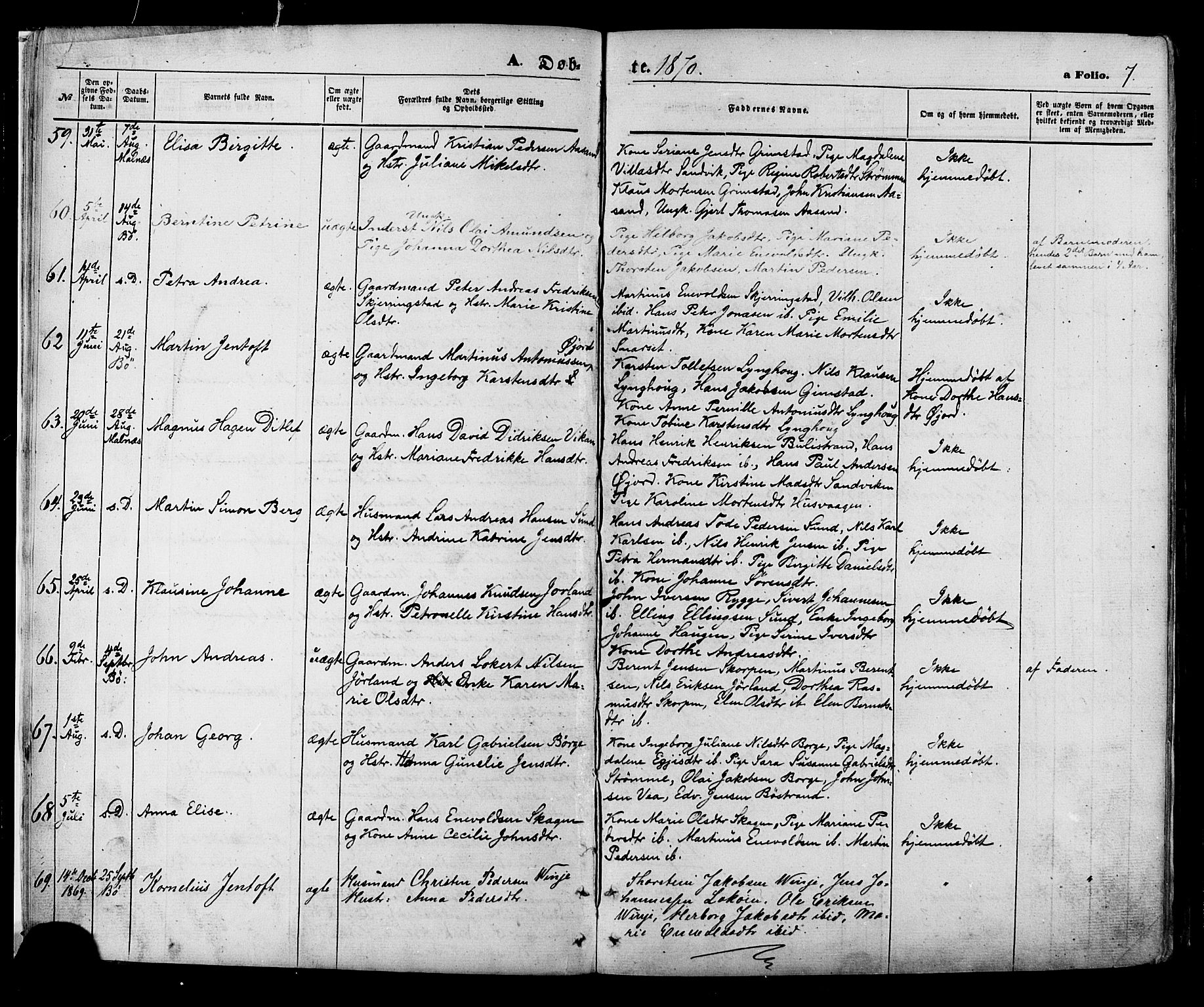 Ministerialprotokoller, klokkerbøker og fødselsregistre - Nordland, AV/SAT-A-1459/891/L1301: Parish register (official) no. 891A06, 1870-1878, p. 7