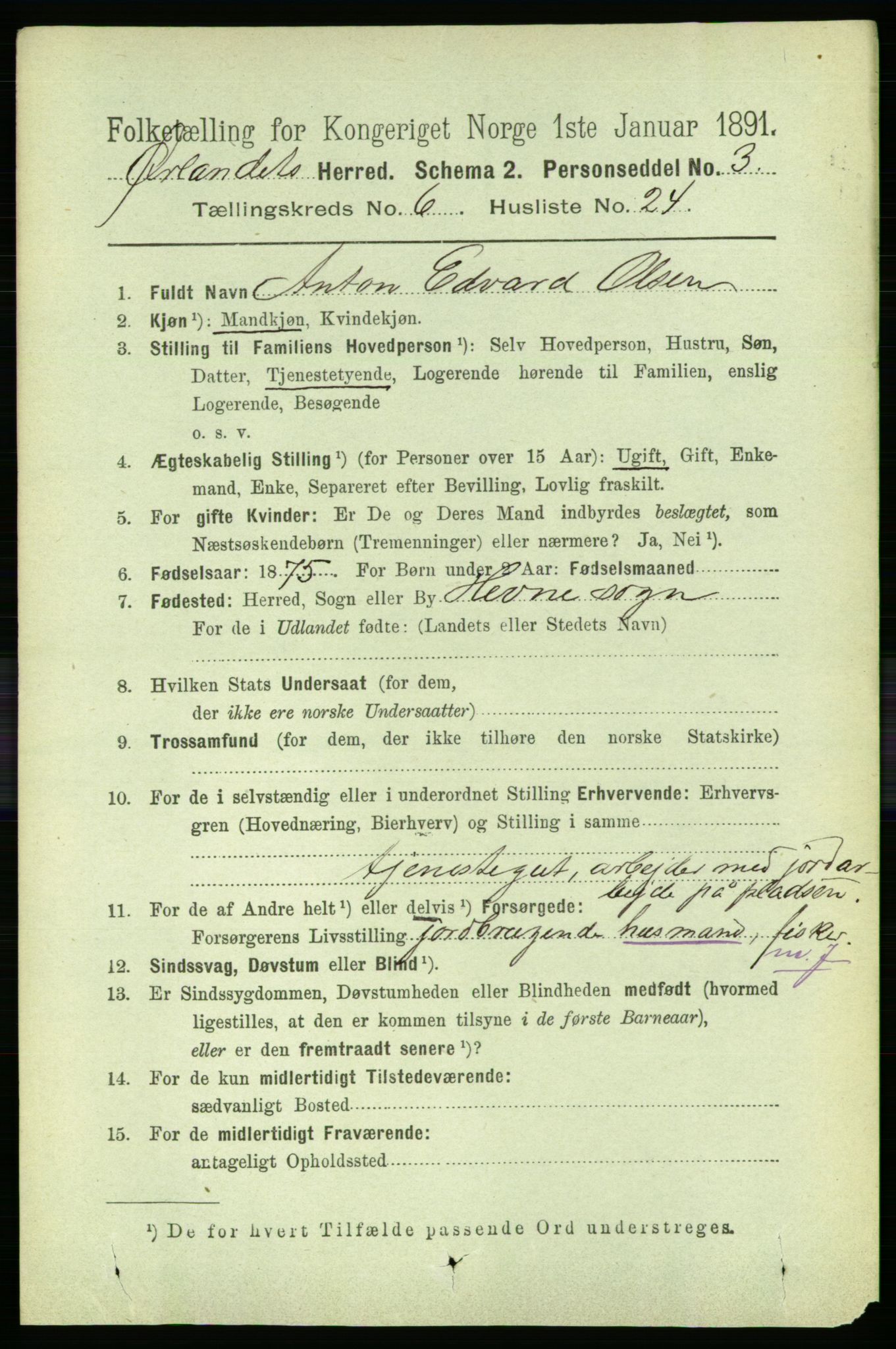 RA, 1891 census for 1621 Ørland, 1891, p. 1987