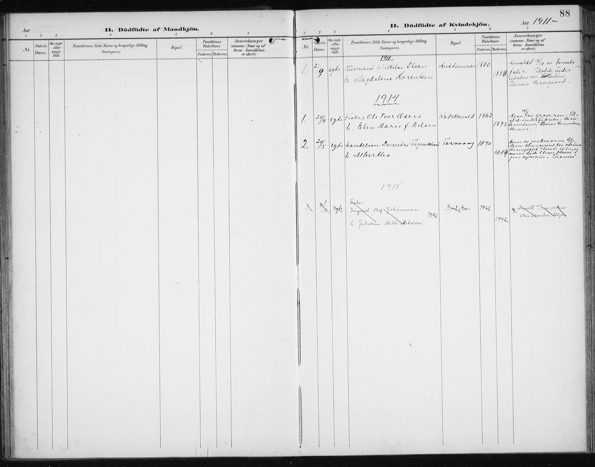 Karlsøy sokneprestembete, AV/SATØ-S-1299/H/Ha/Haa/L0013kirke: Parish register (official) no. 13, 1902-1916, p. 88