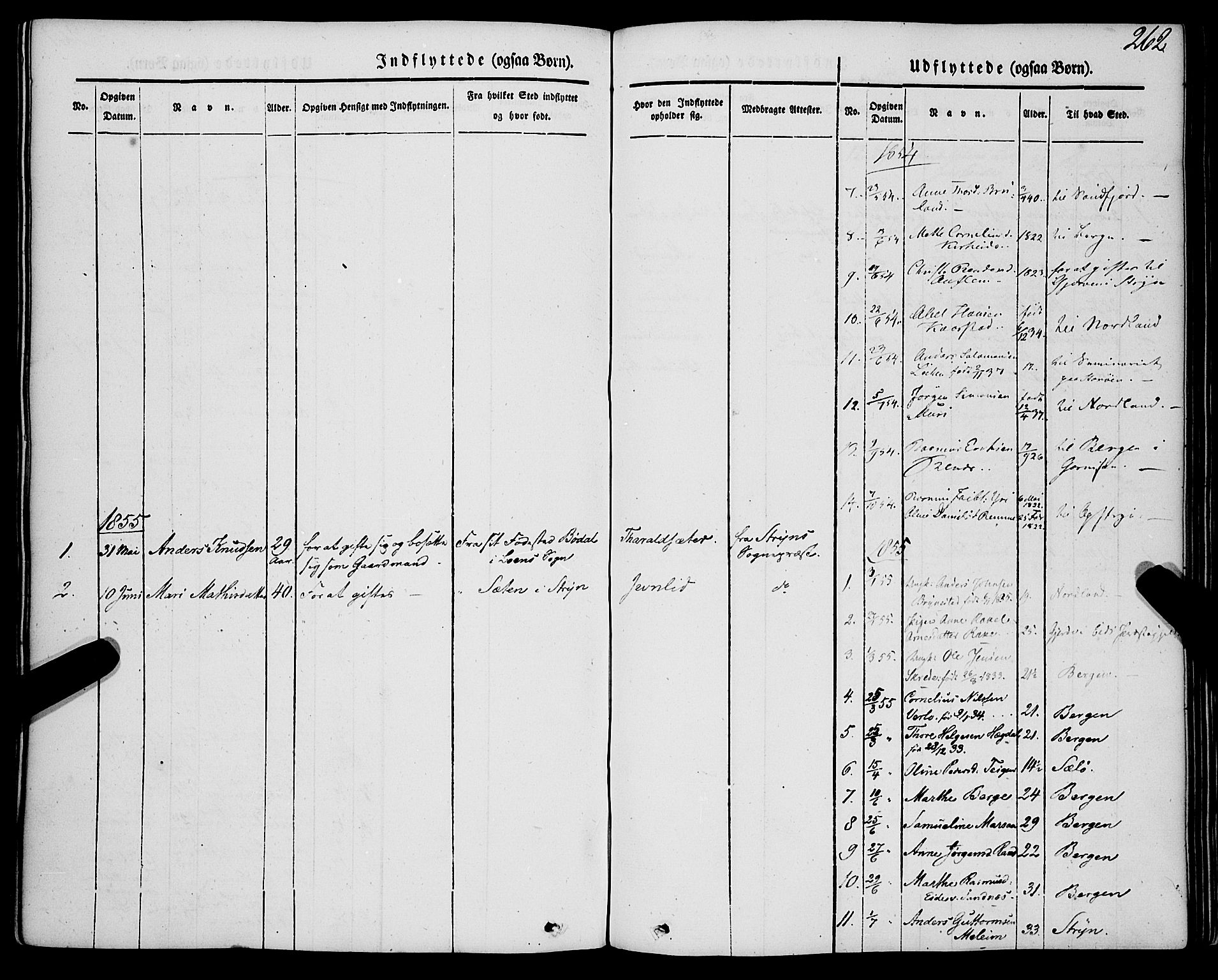 Innvik sokneprestembete, SAB/A-80501: Parish register (official) no. A 5, 1847-1865, p. 262