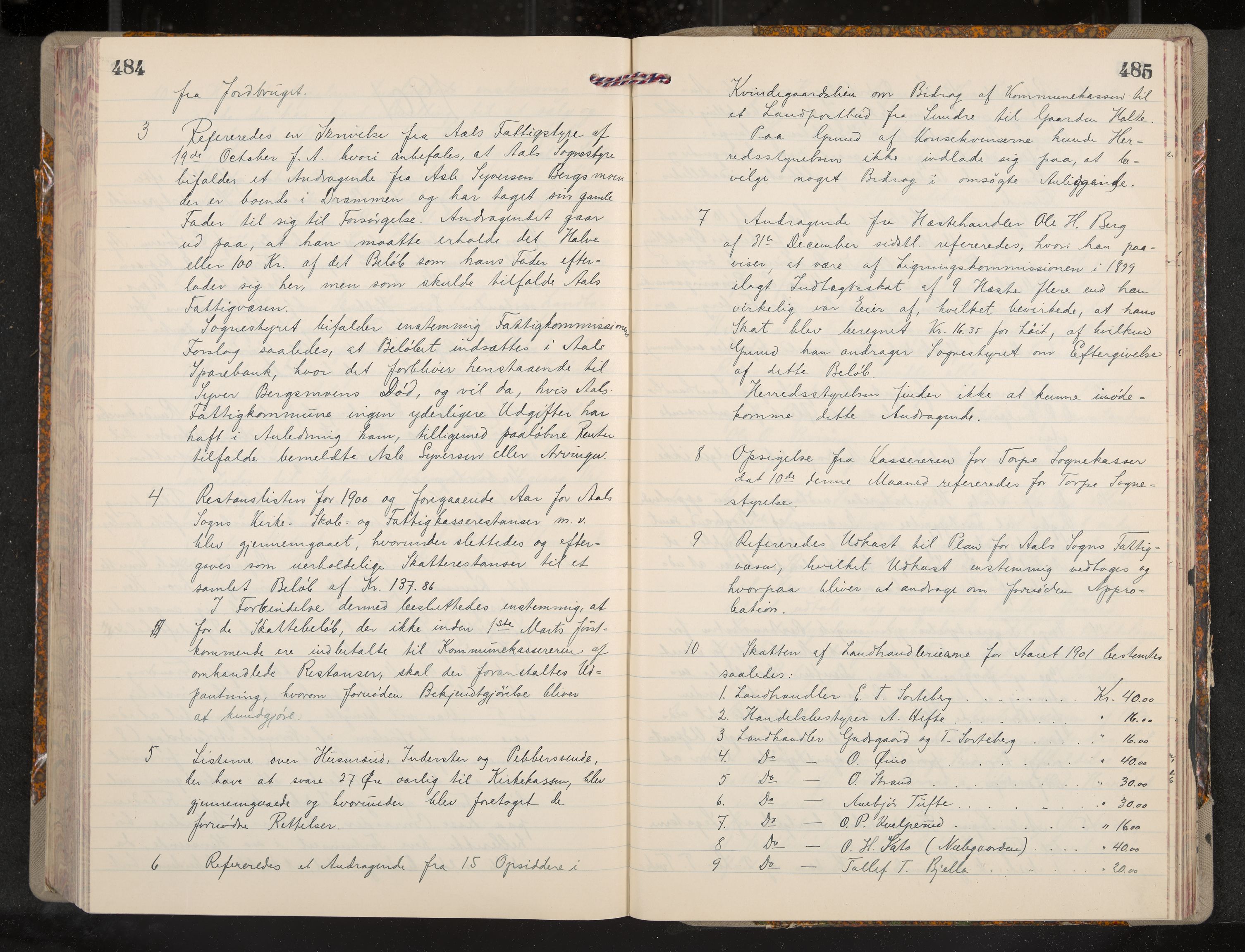 Ål formannskap og sentraladministrasjon, IKAK/0619021/A/Aa/L0004: Utskrift av møtebok, 1881-1901, p. 484-485