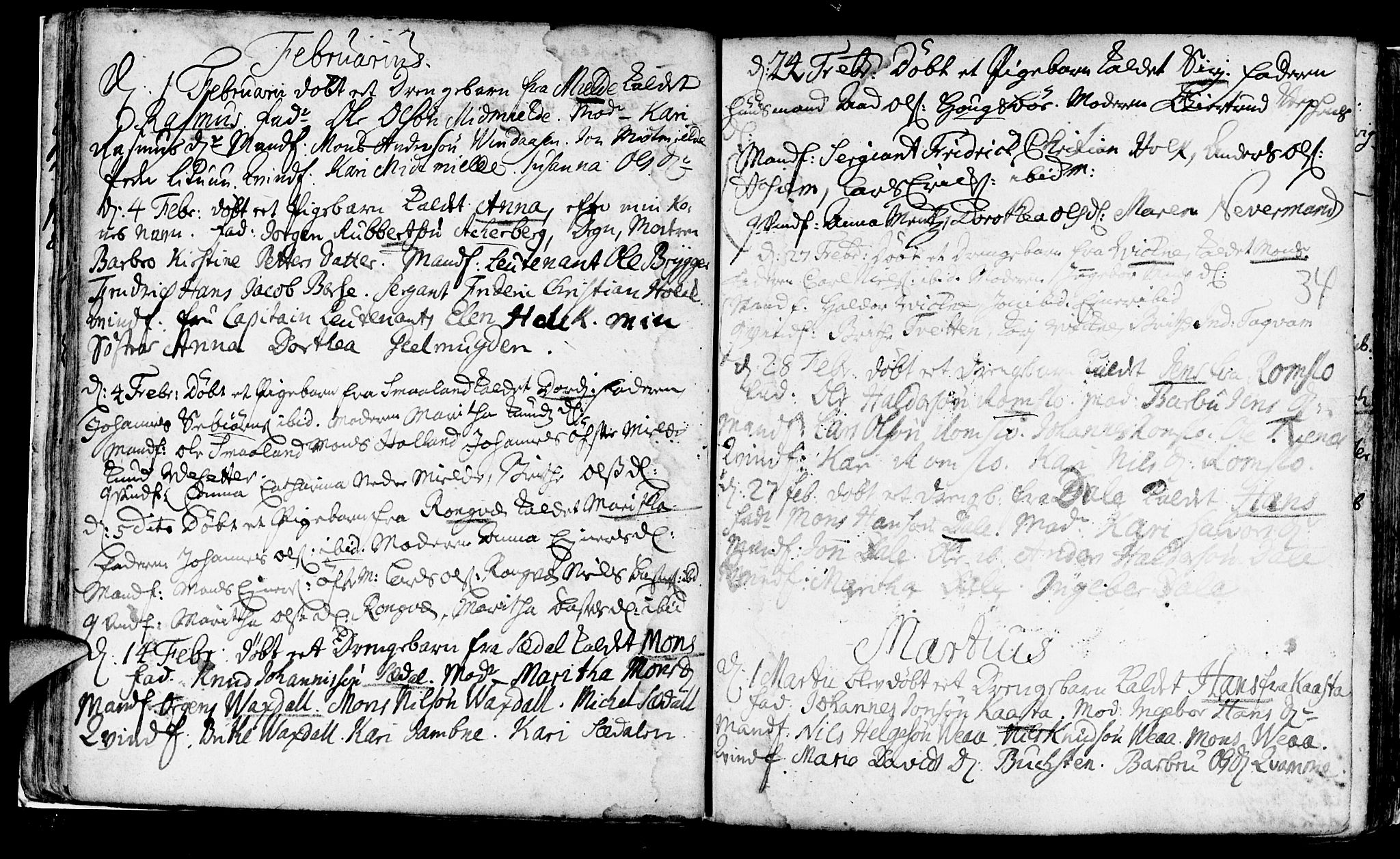 Haus sokneprestembete, AV/SAB-A-75601/H/Haa: Parish register (official) no. A 5, 1733-1747, p. 34