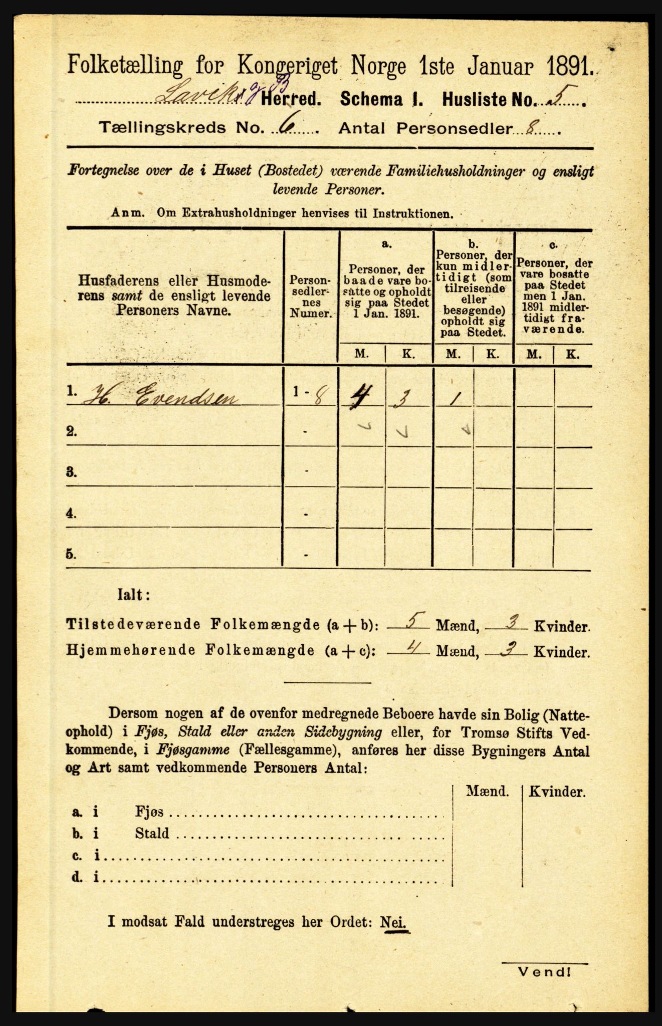 RA, 1891 census for 1415 Lavik og Brekke, 1891, p. 1106