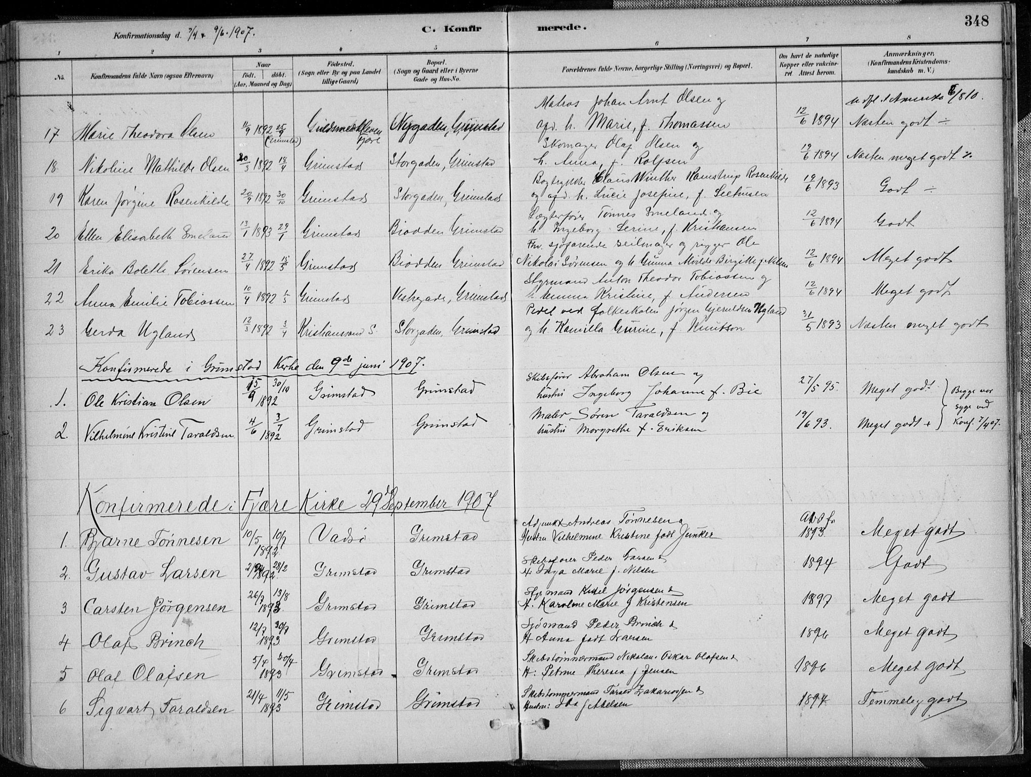 Grimstad sokneprestkontor, AV/SAK-1111-0017/F/Fa/L0003: Parish register (official) no. A 2, 1882-1912, p. 348