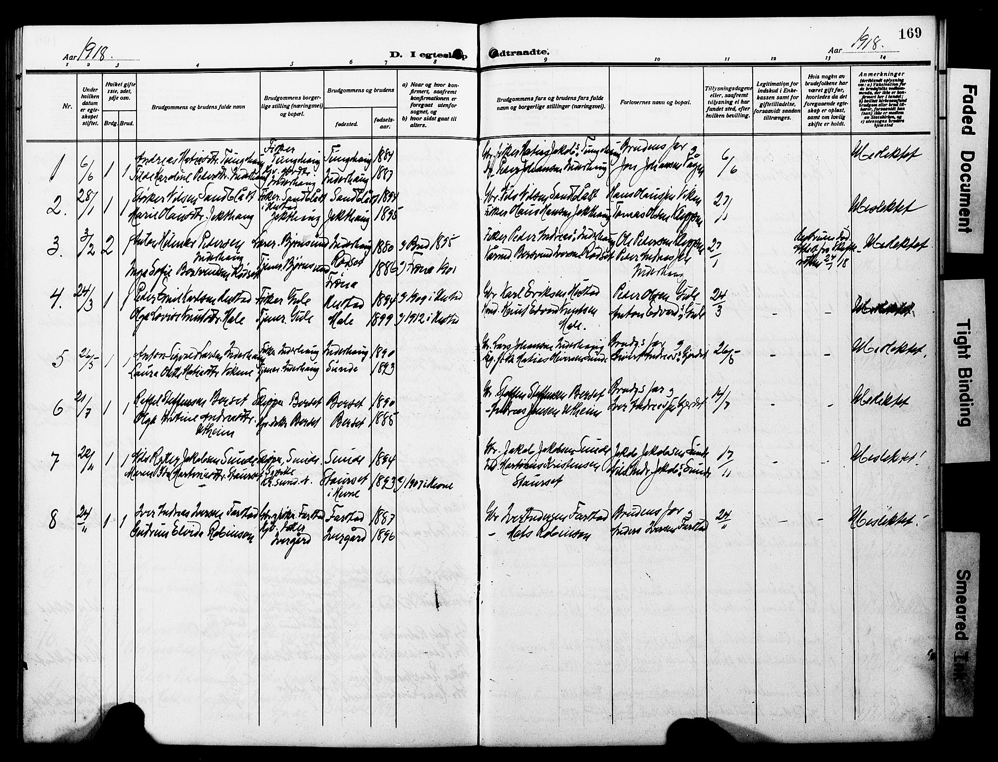 Ministerialprotokoller, klokkerbøker og fødselsregistre - Møre og Romsdal, SAT/A-1454/566/L0774: Parish register (copy) no. 566C03, 1910-1929, p. 169
