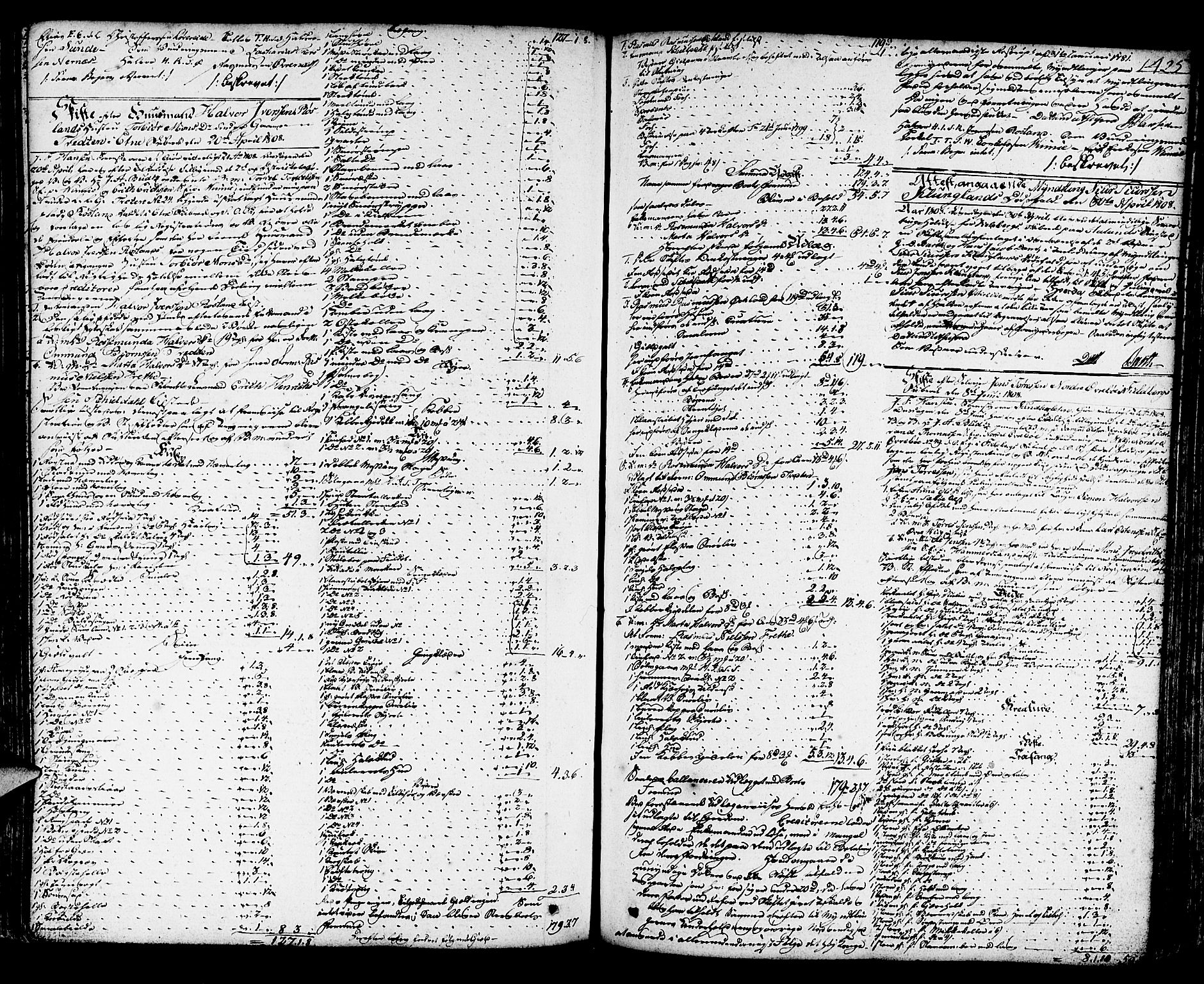 Sunnhordland sorenskrivar, SAB/A-2401/1/H/Ha/Haa/L0012: Skifteprotokollar. Register i protokoll, 1804-1815, p. 424b-425a