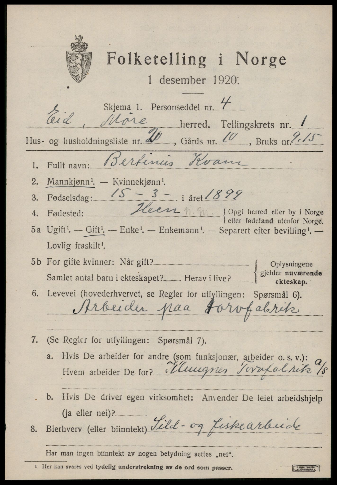 SAT, 1920 census for Eid, 1920, p. 241