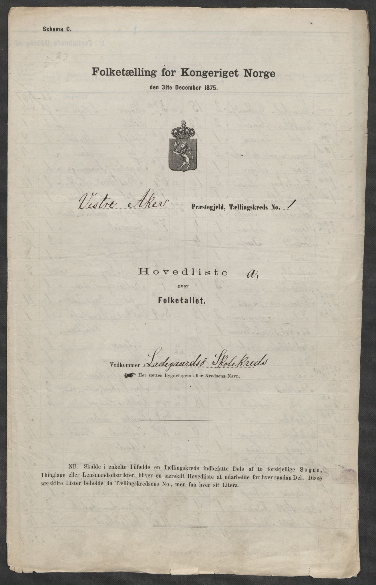 RA, 1875 census for 0218aP Vestre Aker, 1875, p. 40