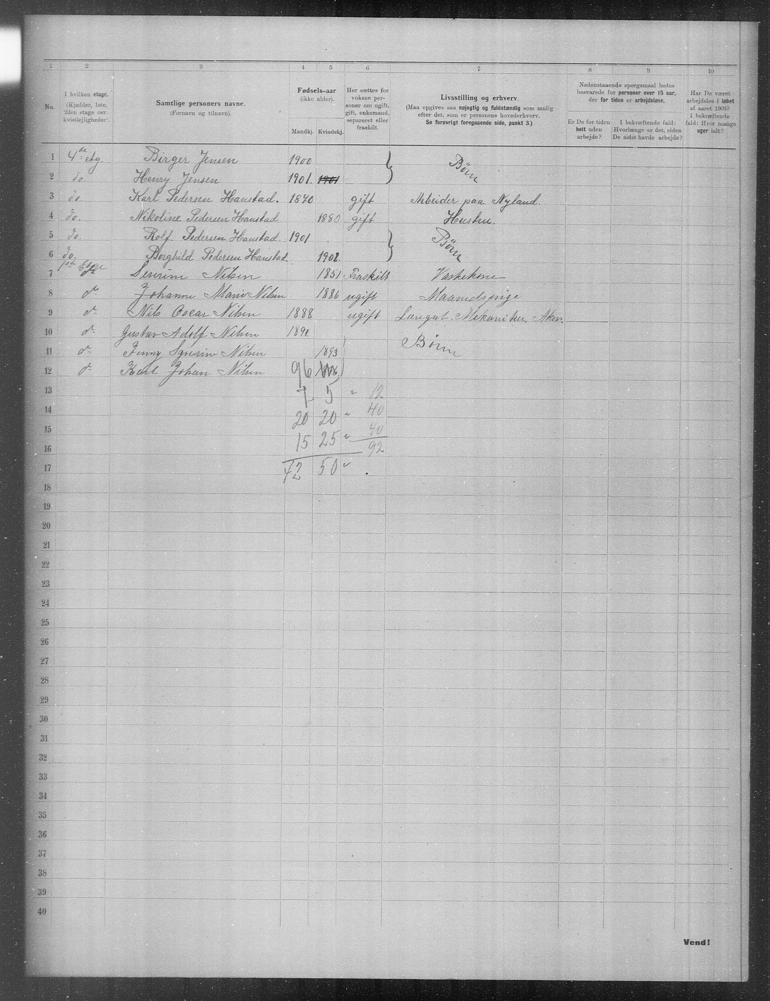 OBA, Municipal Census 1903 for Kristiania, 1903, p. 23807