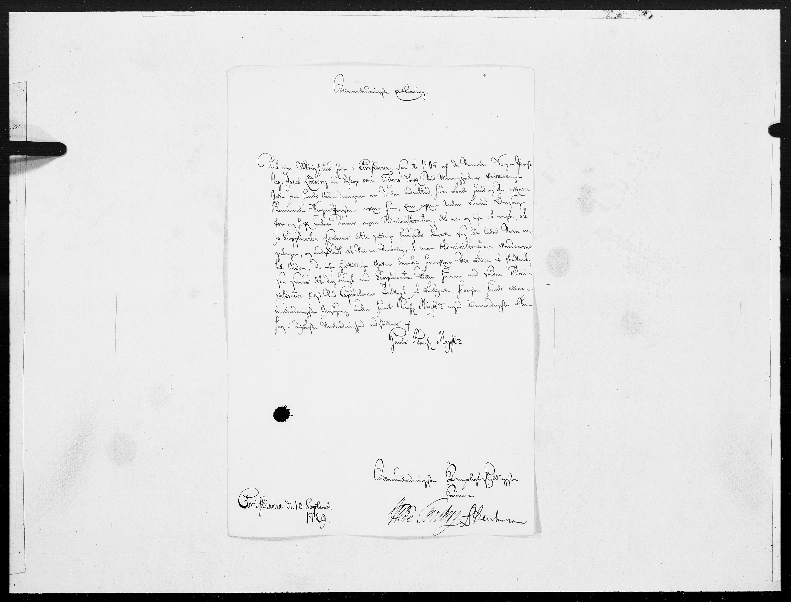 Danske Kanselli 1572-1799, AV/RA-EA-3023/F/Fc/Fcc/Fcca/L0105: Norske innlegg 1572-1799, 1729, p. 280