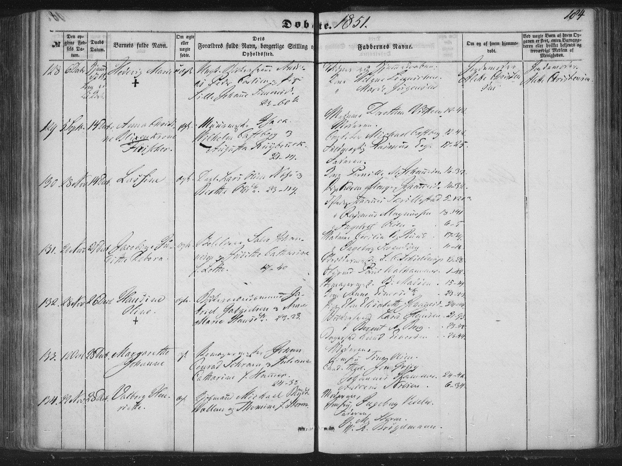 Korskirken sokneprestembete, AV/SAB-A-76101/H/Haa/L0017: Parish register (official) no. B 3, 1851-1857, p. 184