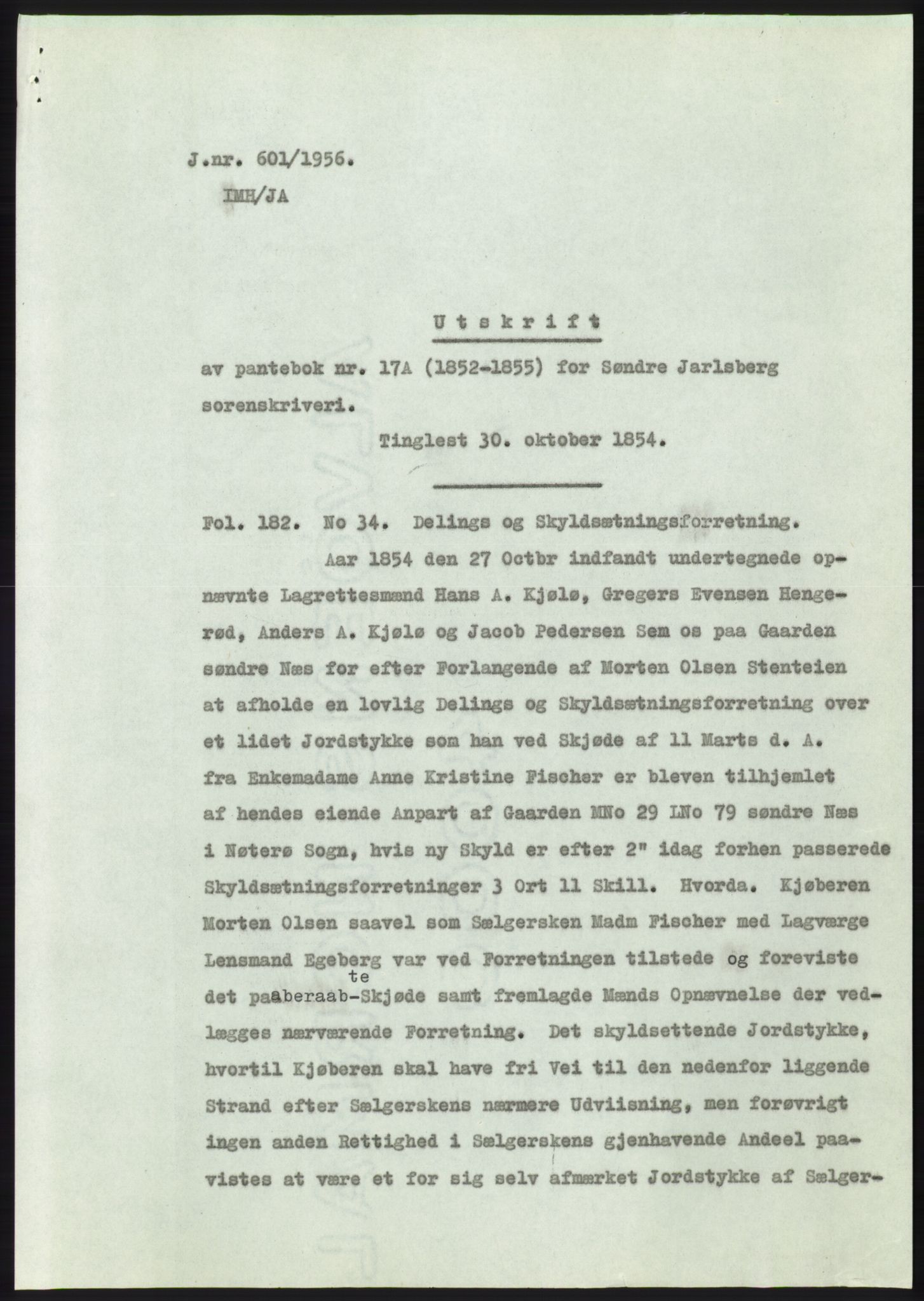 Statsarkivet i Kongsberg, AV/SAKO-A-0001/E/Ee/L0006: Avskrifter, SAO jnr. 401/1956 - 791/1956, 1956, p. 187
