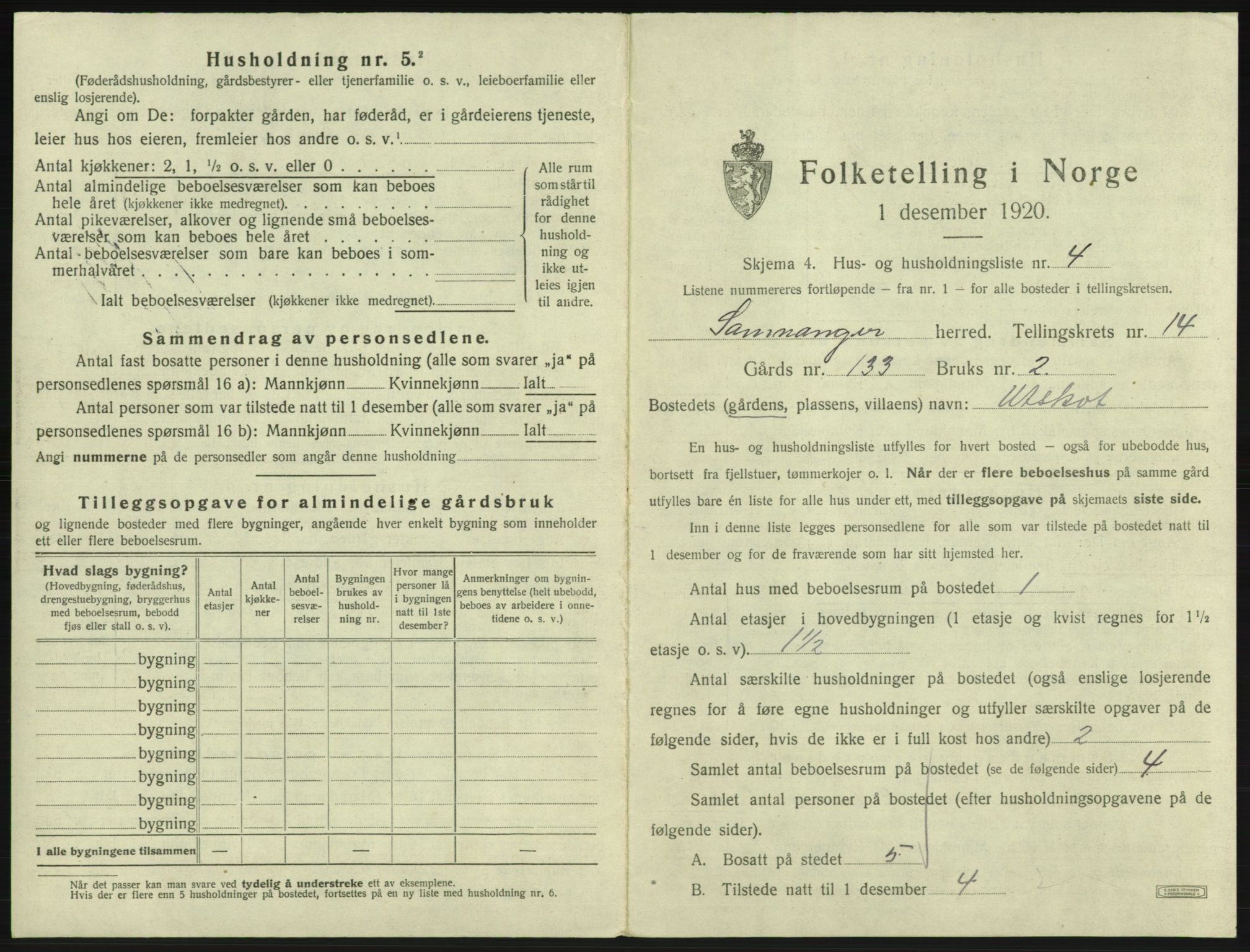 SAB, 1920 census for Samnanger, 1920, p. 787