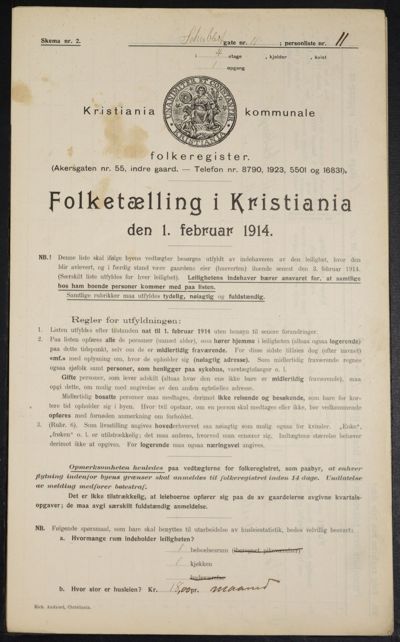 OBA, Municipal Census 1914 for Kristiania, 1914, p. 92740