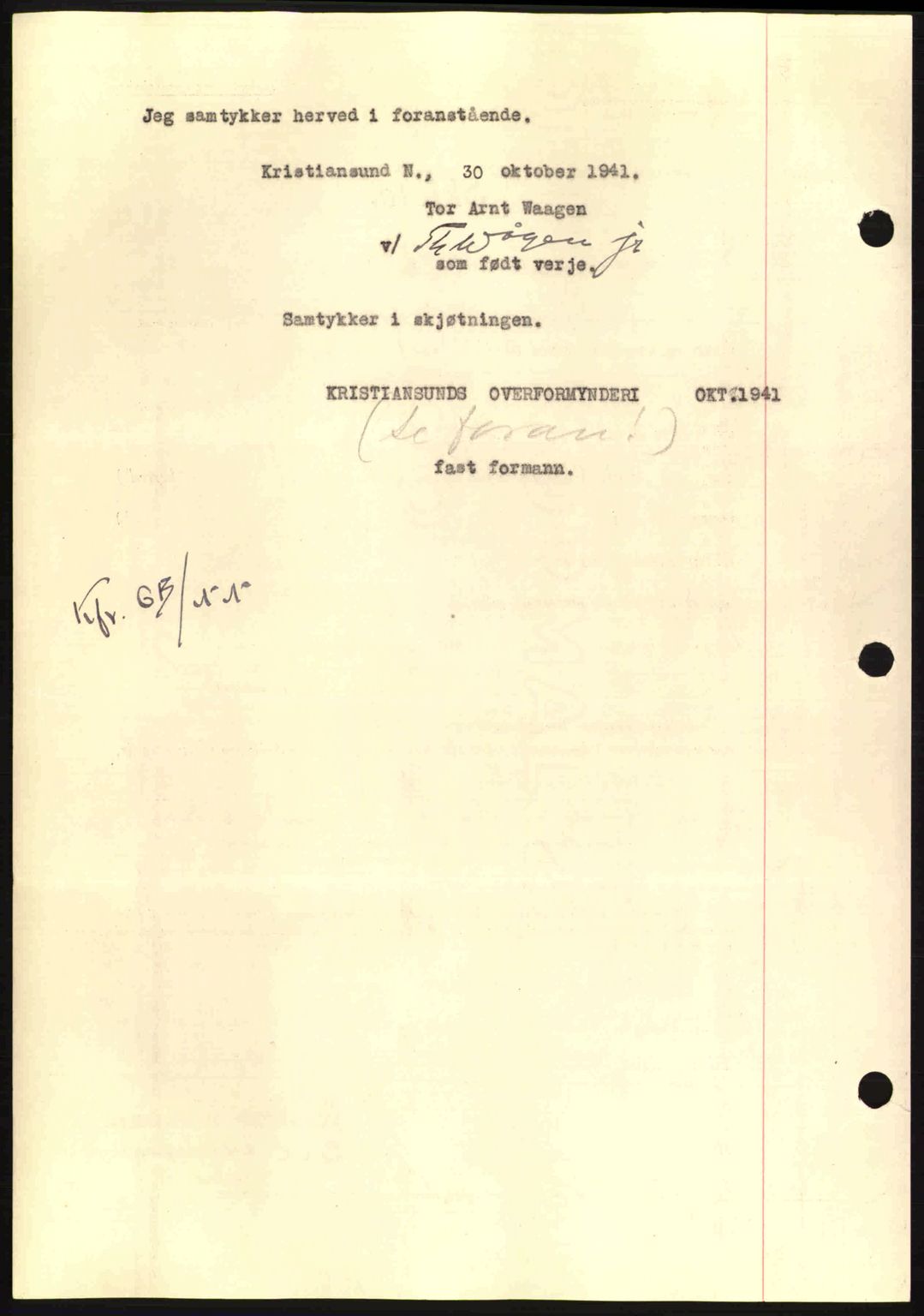 Nordmøre sorenskriveri, AV/SAT-A-4132/1/2/2Ca: Mortgage book no. A91, 1941-1942, Diary no: : 2192/1941