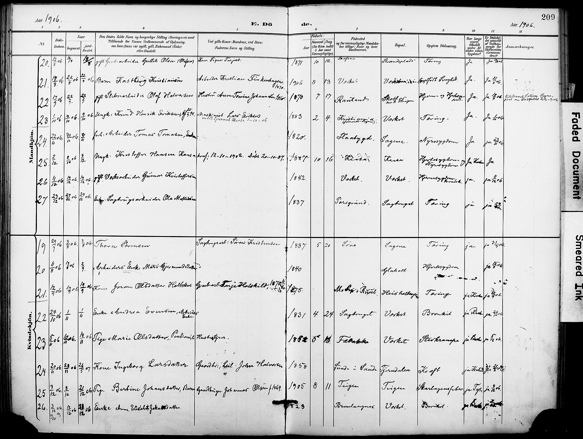 Holla kirkebøker, SAKO/A-272/F/Fa/L0010: Parish register (official) no. 10, 1897-1907, p. 209