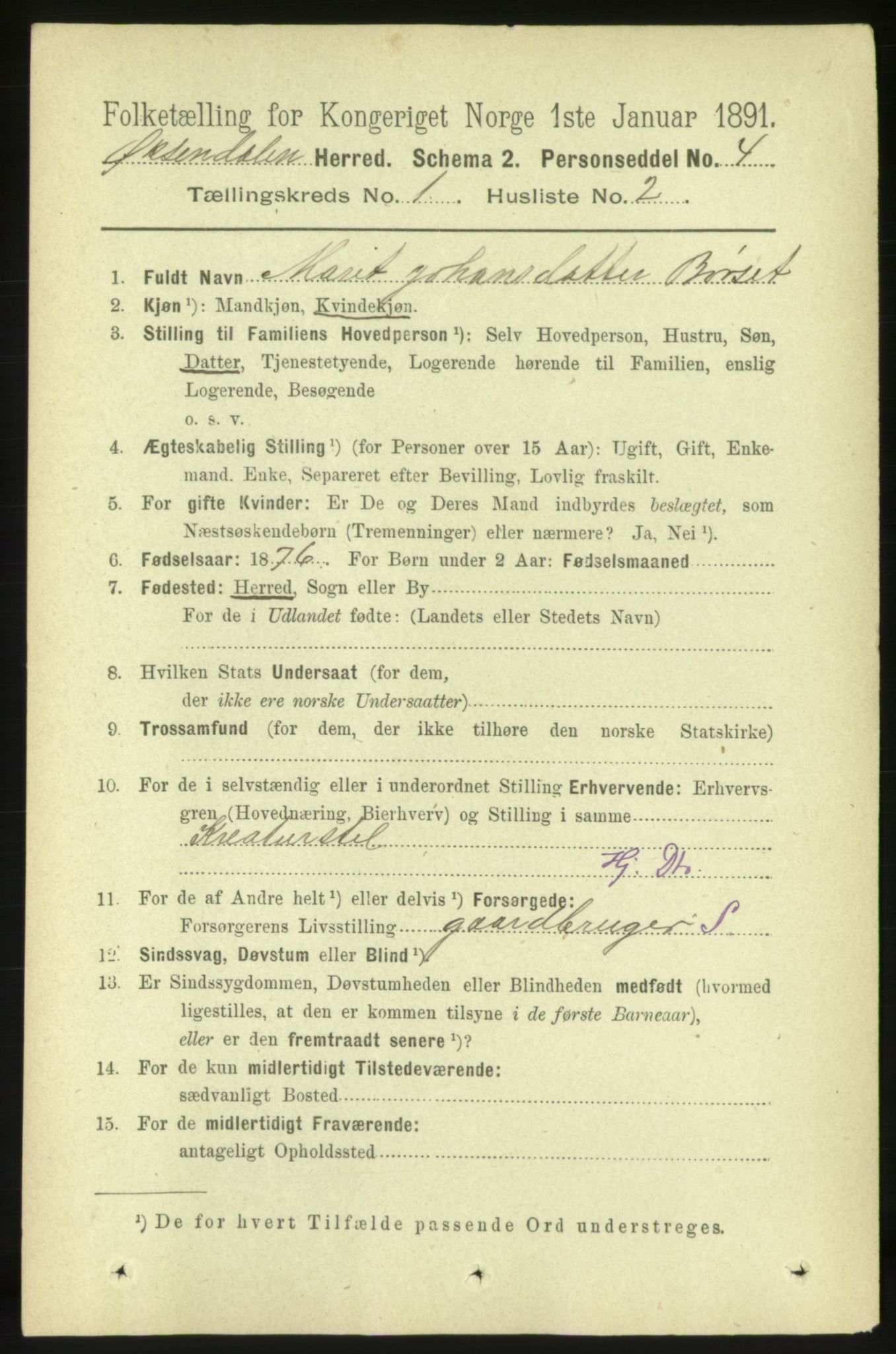 RA, 1891 census for 1561 Øksendal, 1891, p. 53