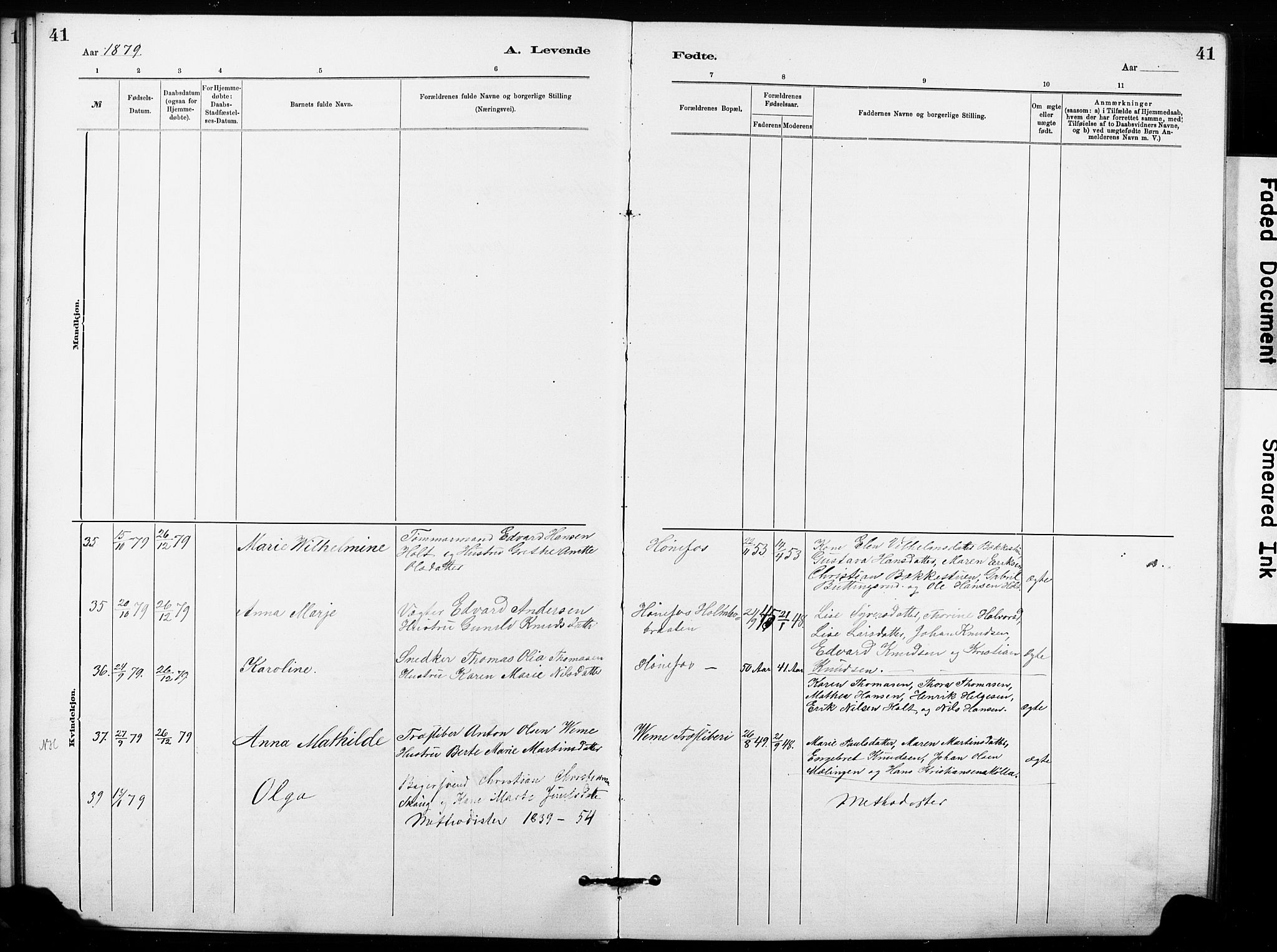 Hønefoss kirkebøker, SAKO/A-609/G/Ga/L0001: Parish register (copy) no. 1, 1870-1887, p. 41