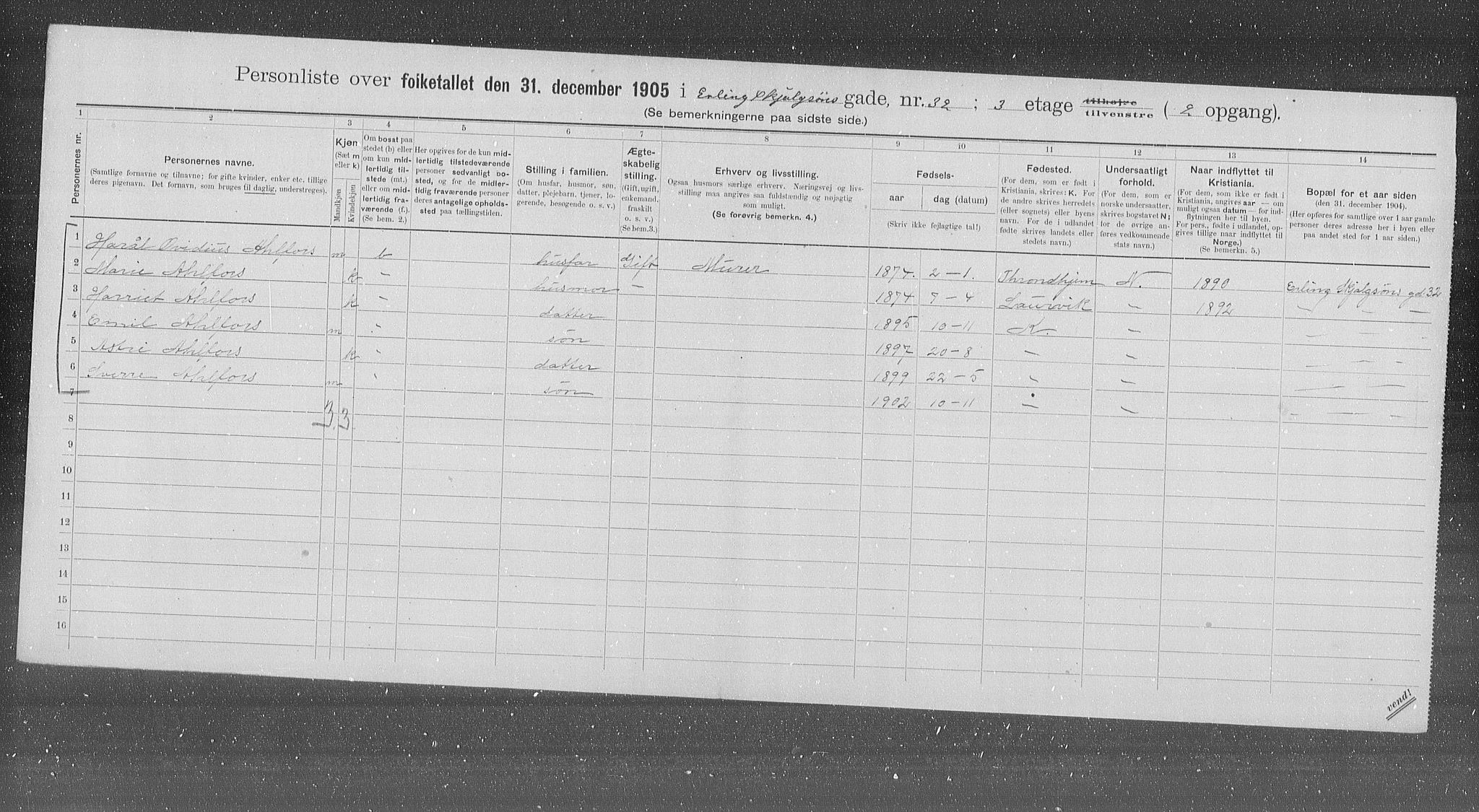 OBA, Municipal Census 1905 for Kristiania, 1905, p. 11558