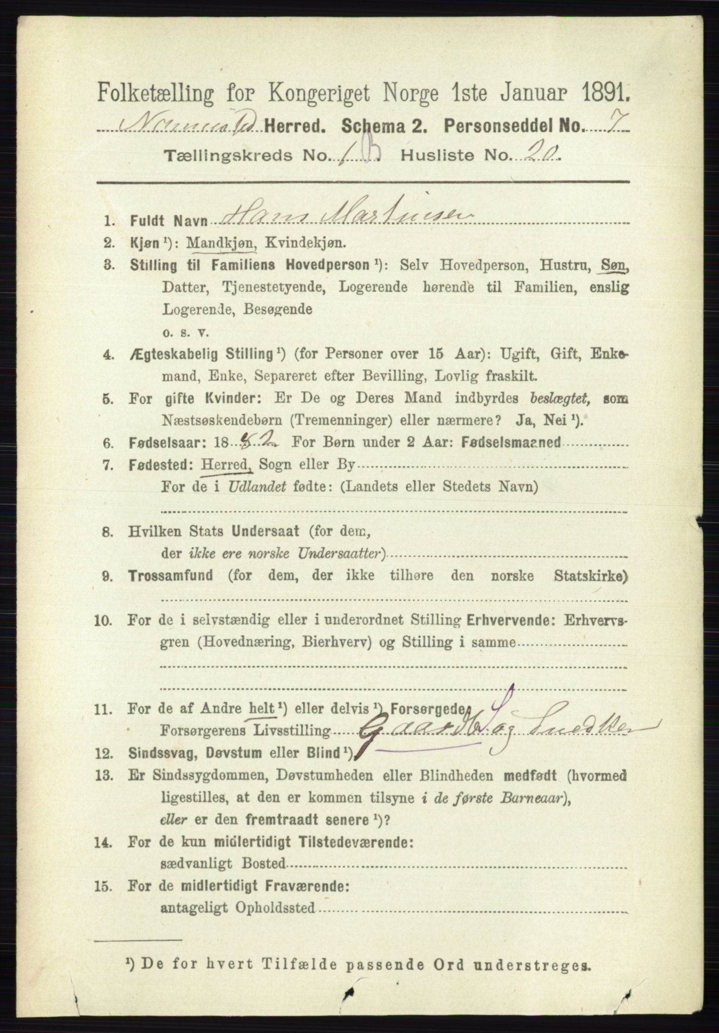 RA, 1891 census for 0238 Nannestad, 1891, p. 815