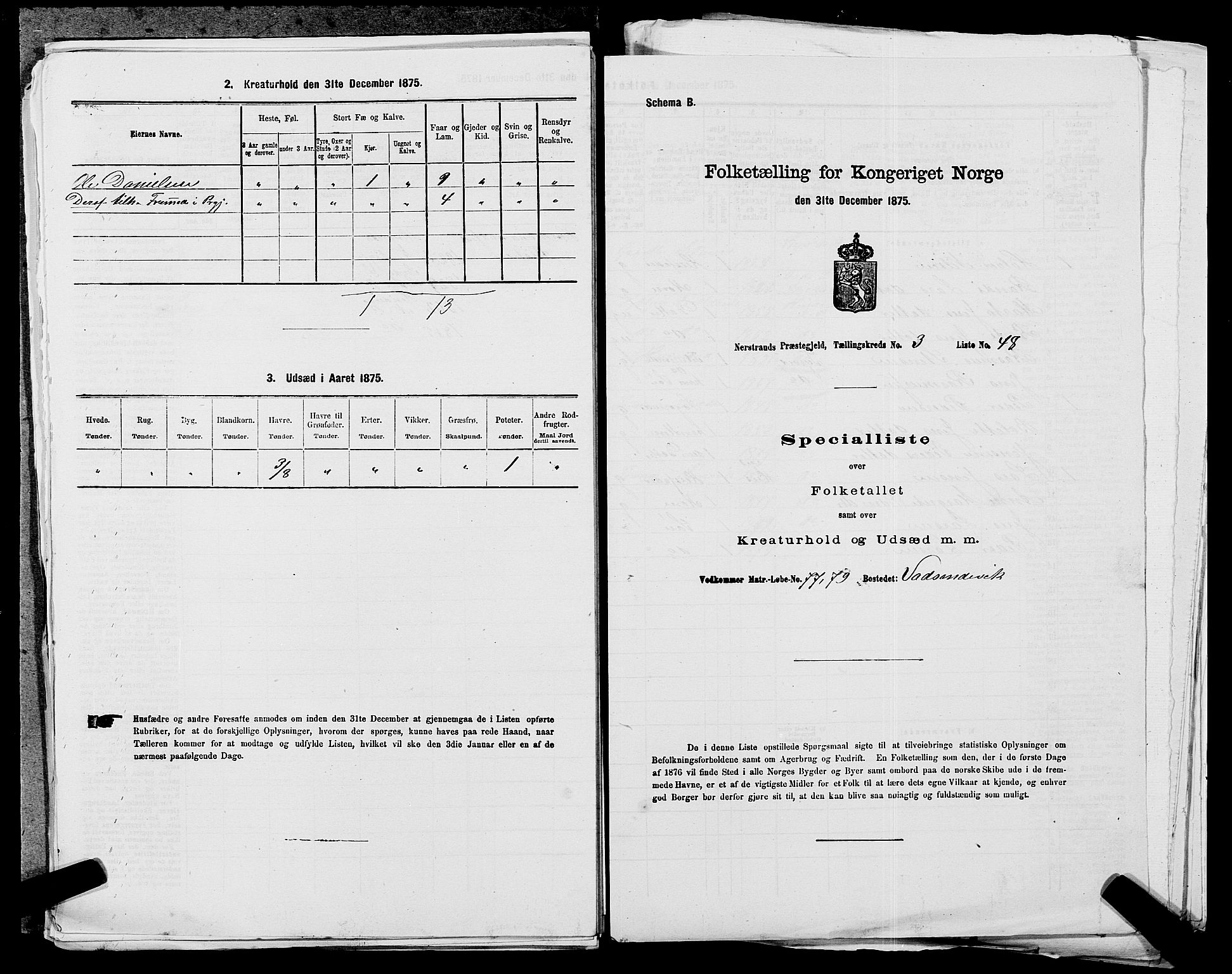 SAST, 1875 census for 1139P Nedstrand, 1875, p. 545