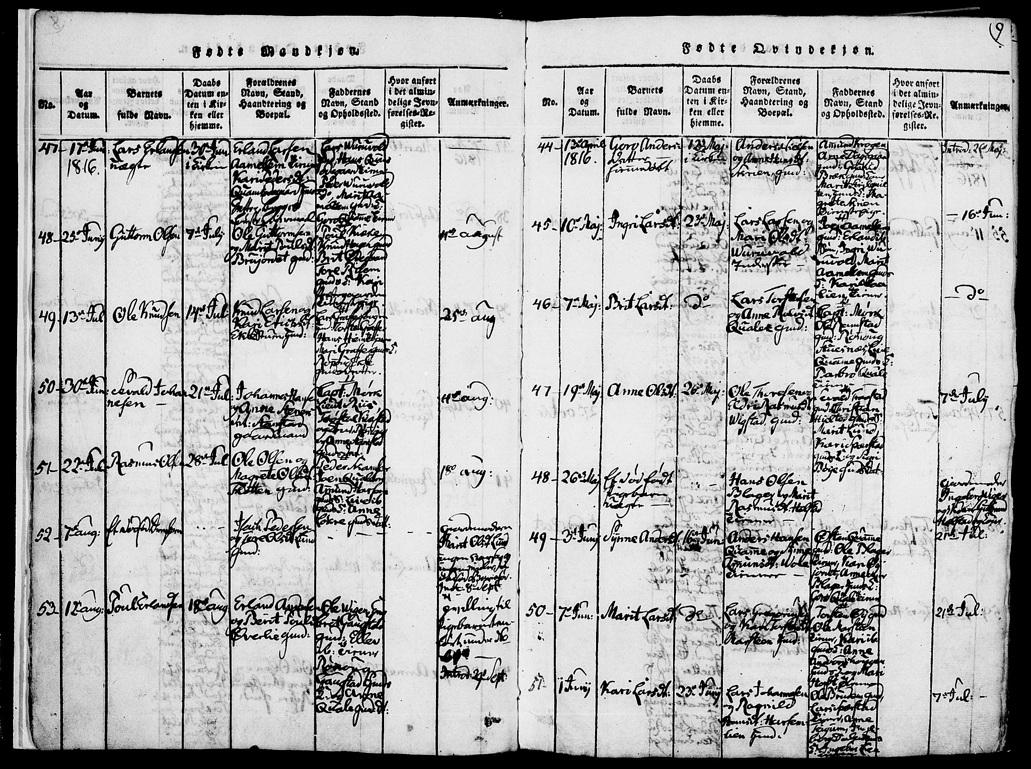Lom prestekontor, SAH/PREST-070/K/L0004: Parish register (official) no. 4, 1815-1825, p. 9