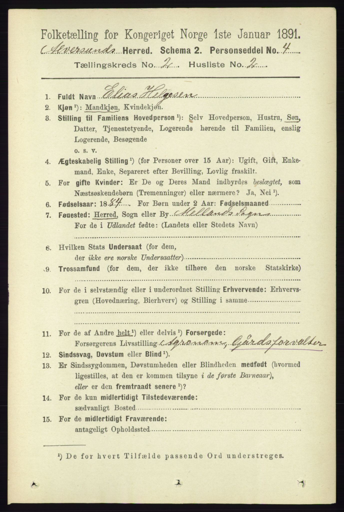 RA, 1891 census for 1257 Alversund, 1891, p. 465