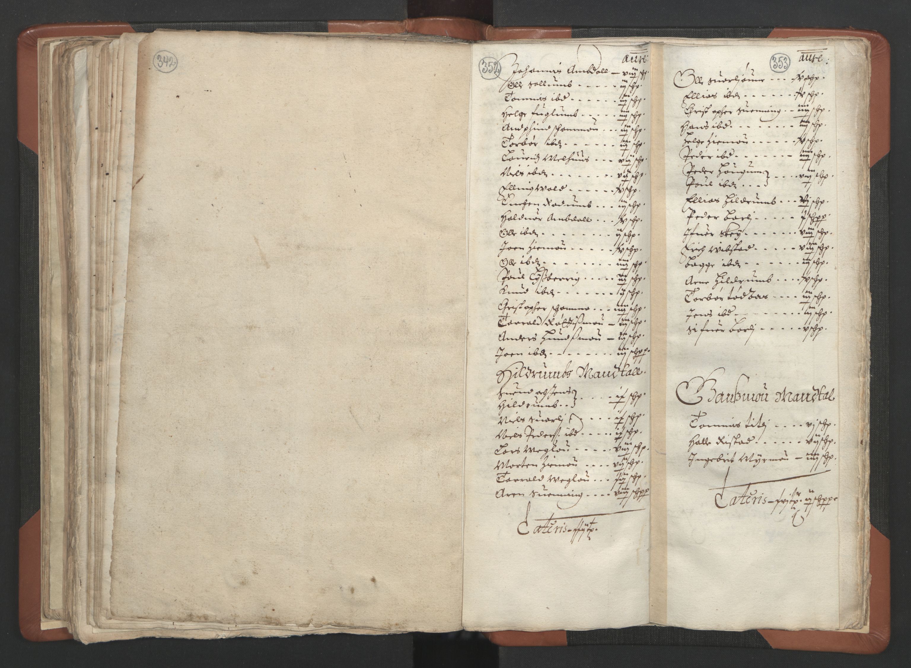 RA, Vicar's Census 1664-1666, no. 34: Namdal deanery, 1664-1666, p. 352-353