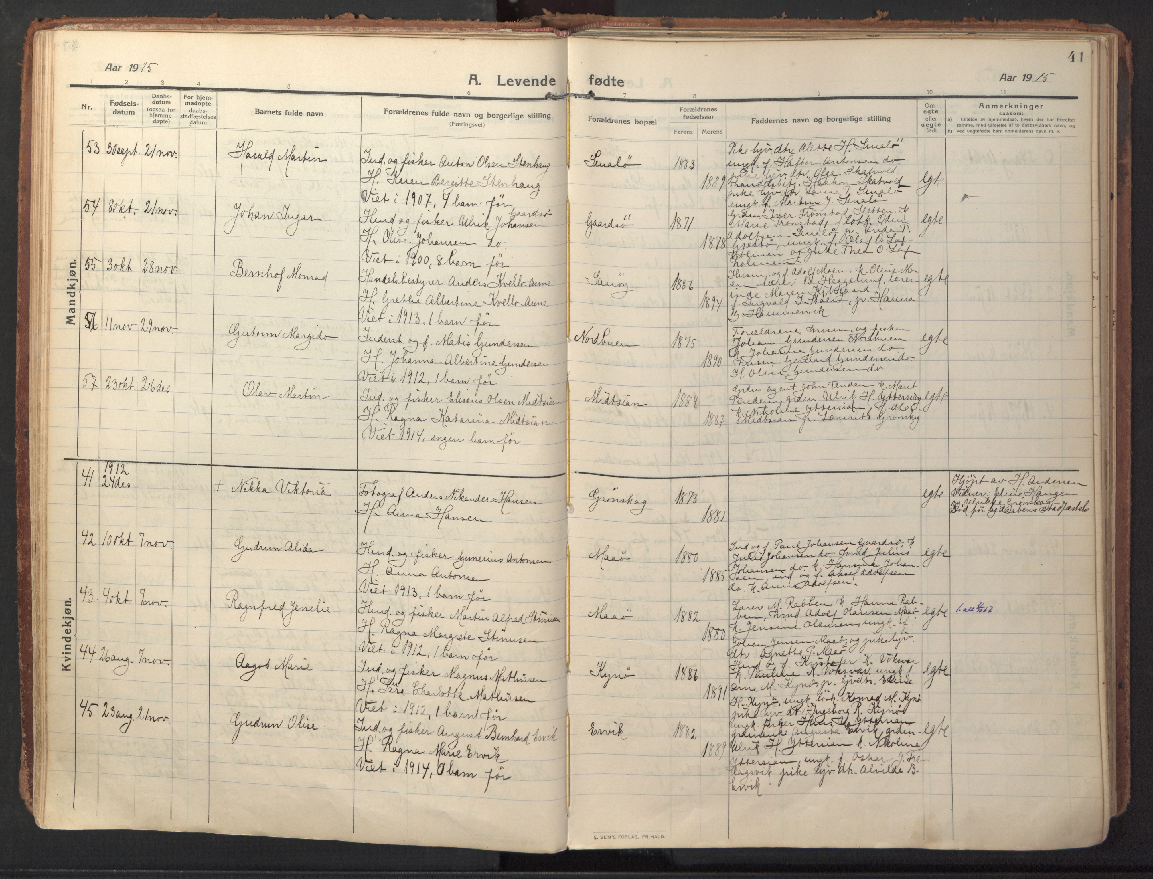 Ministerialprotokoller, klokkerbøker og fødselsregistre - Sør-Trøndelag, AV/SAT-A-1456/640/L0581: Parish register (official) no. 640A06, 1910-1924, p. 41