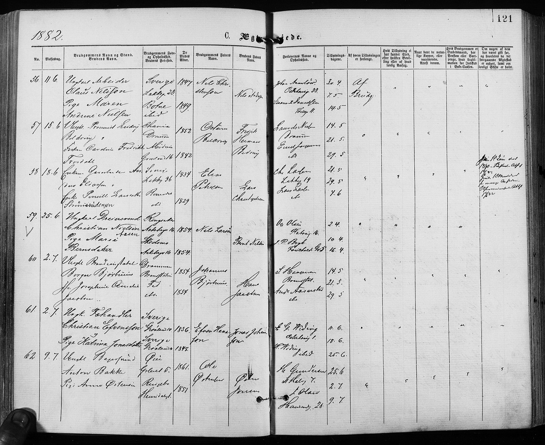 Grønland prestekontor Kirkebøker, SAO/A-10848/F/Fa/L0006: Parish register (official) no. 6, 1877-1886, p. 121