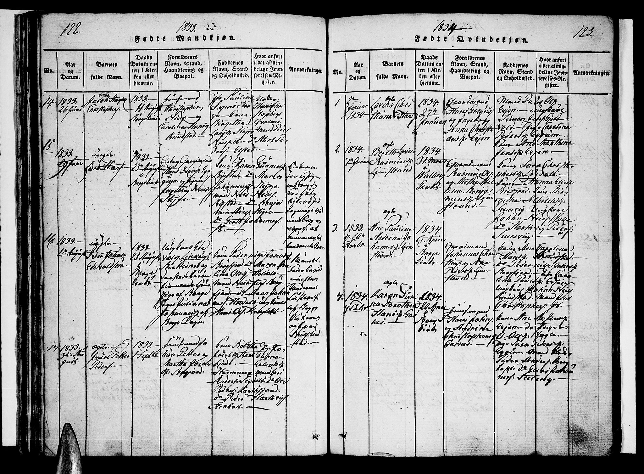 Ministerialprotokoller, klokkerbøker og fødselsregistre - Nordland, SAT/A-1459/880/L1130: Parish register (official) no. 880A04, 1821-1843, p. 122-123