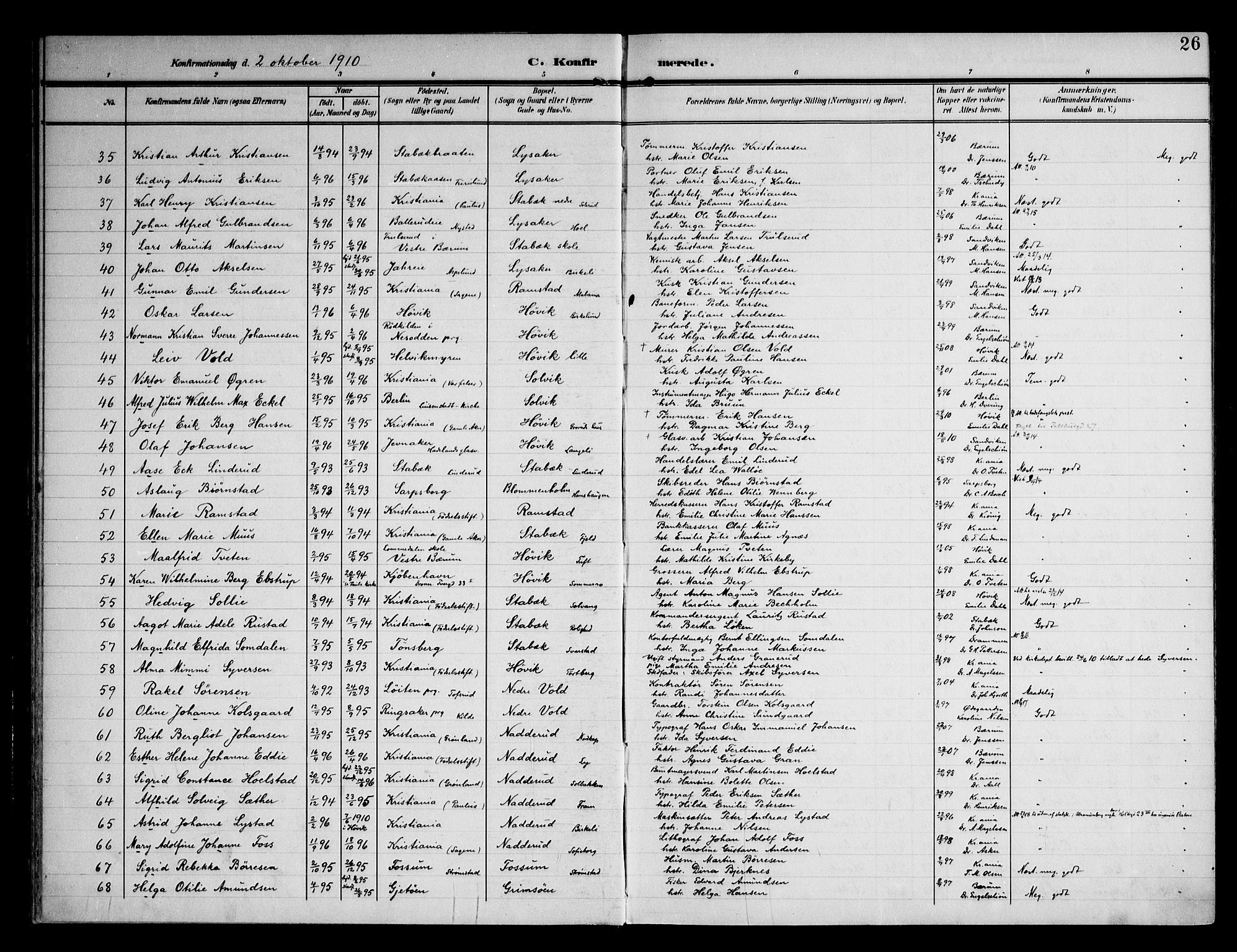 Østre Bærum prestekontor Kirkebøker, AV/SAO-A-10887/F/Fa/L0002: Parish register (official) no. 2, 1904-1924, p. 26