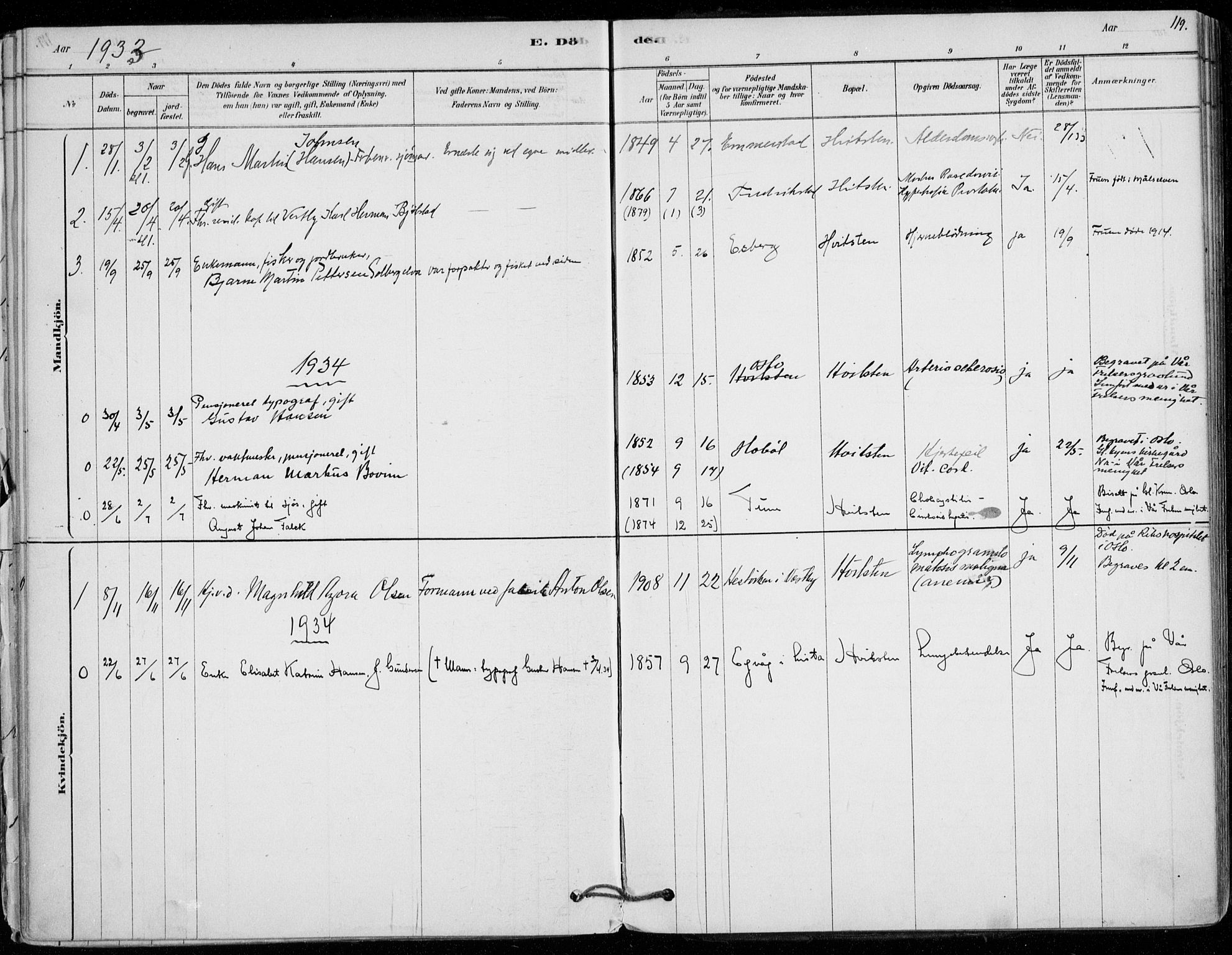 Vestby prestekontor Kirkebøker, SAO/A-10893/F/Fd/L0001: Parish register (official) no. IV 1, 1878-1945, p. 119