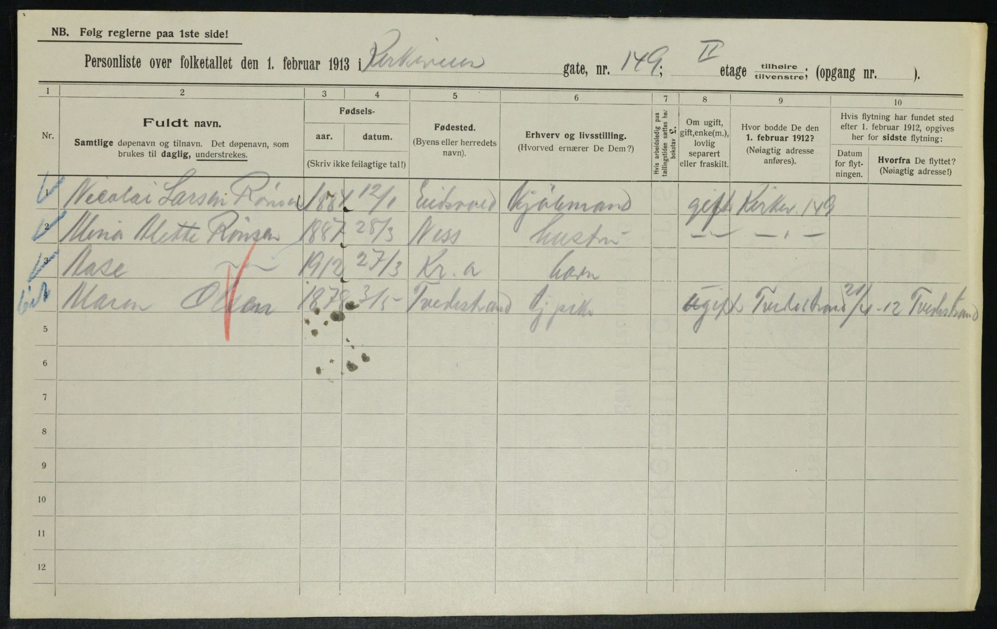 OBA, Municipal Census 1913 for Kristiania, 1913, p. 51201