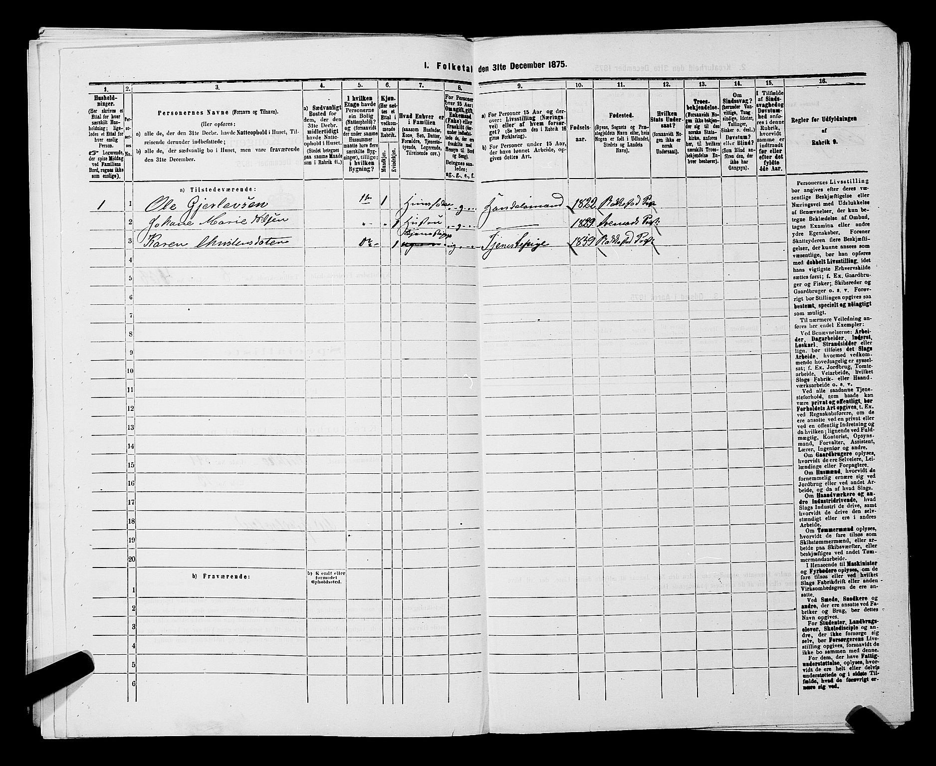 RA, 1875 census for 0101P Fredrikshald, 1875, p. 1265